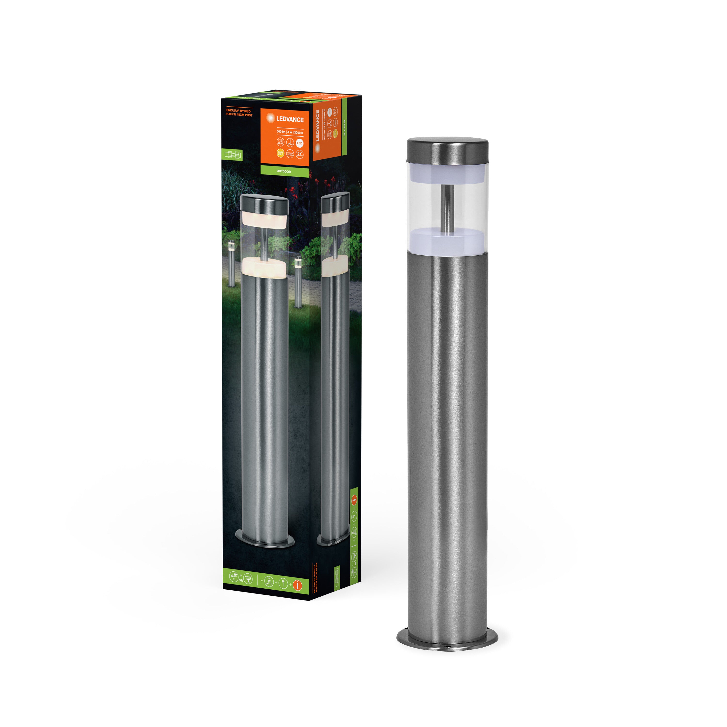 LEDVANCE ENDURA HYBRID SOLAR HAGEN Pollerleuchte, 4W, 340lm-Wege- & Pollerleuchten-LEDVANCE Shop