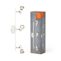 LEDVANCE FOCO LED GU10 3 x 3,4 W, 690 lm, blanco, temperatura de color 2.700 K, luz blanca cálida, diseño atemporal, bombilla LED intercambiable, ideal para interiores, CRI 90, cabezales orientables
