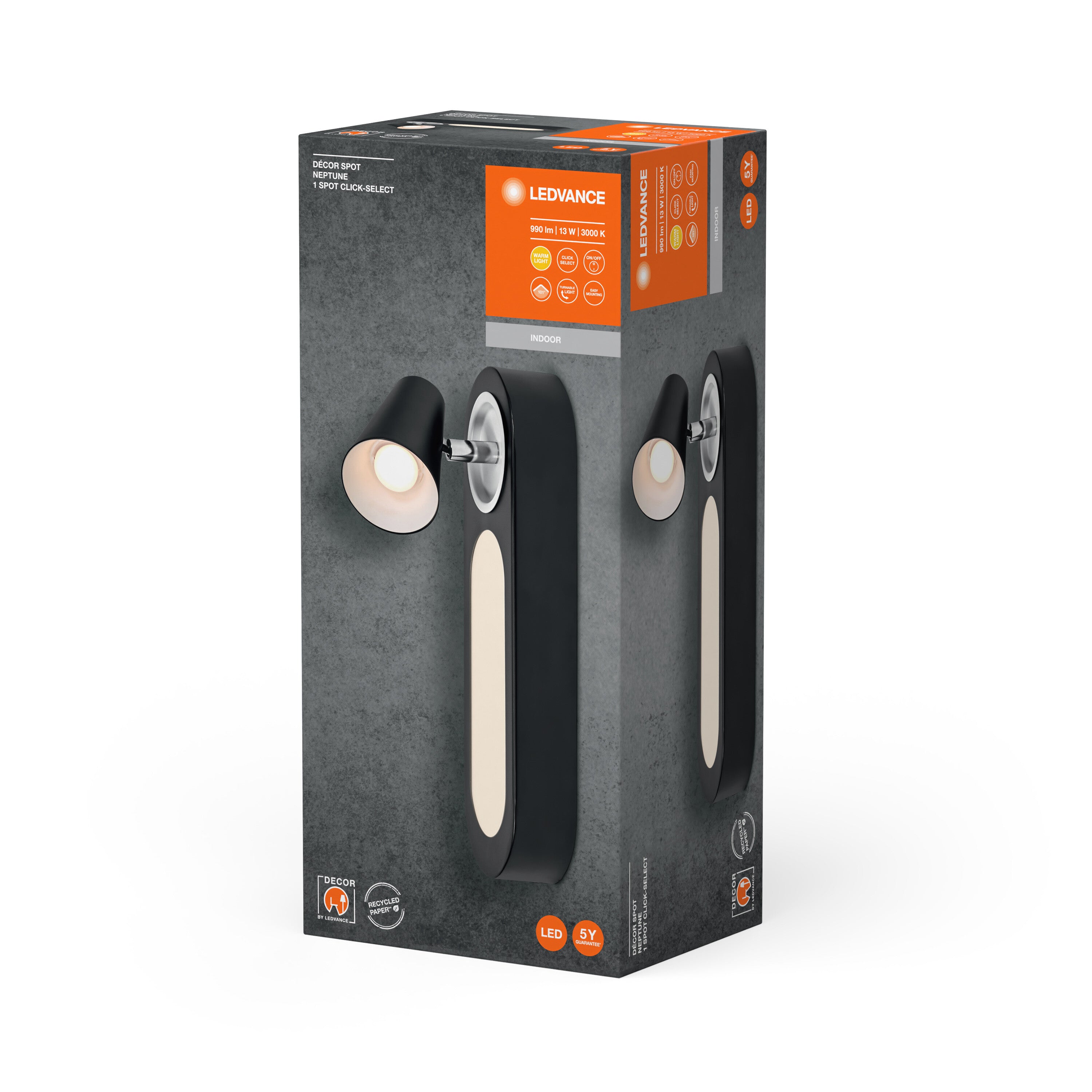 LEDVANCE DECOR SPOT NEPTUNE Wandleuchte, 13W, 430lm, schwarz-Wandleuchten-LEDVANCE Shop