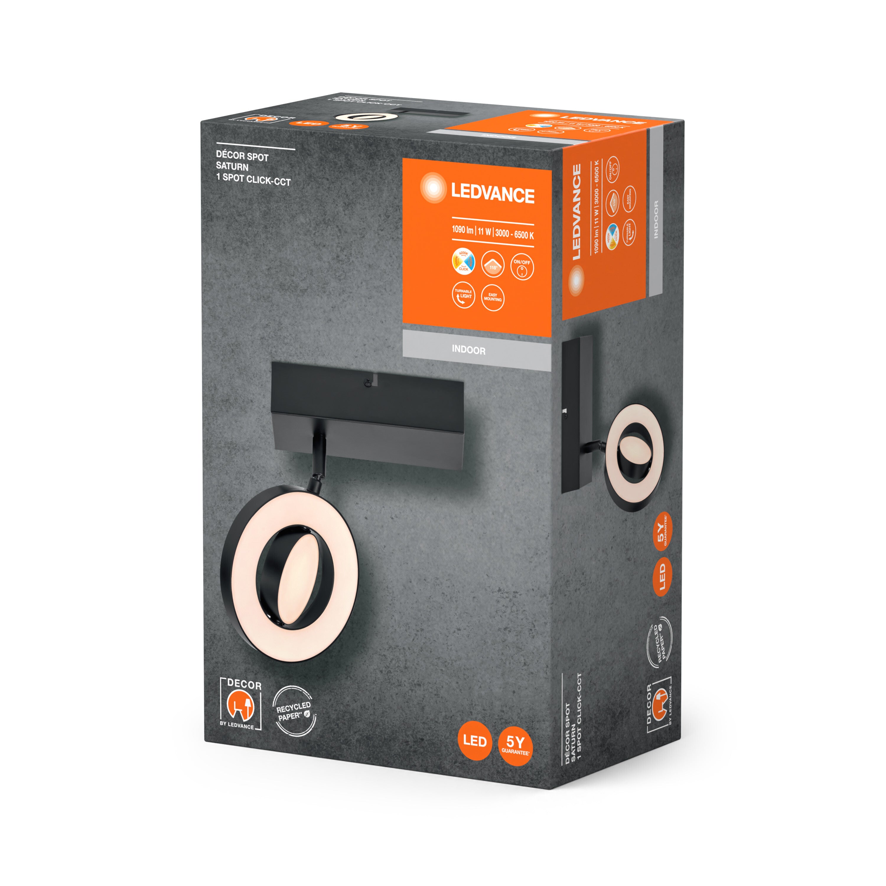 LEDVANCE DECOR SPOT SATURN Wandleuchte, 11W, 215lm, schwarz-Wandleuchten-LEDVANCE Shop