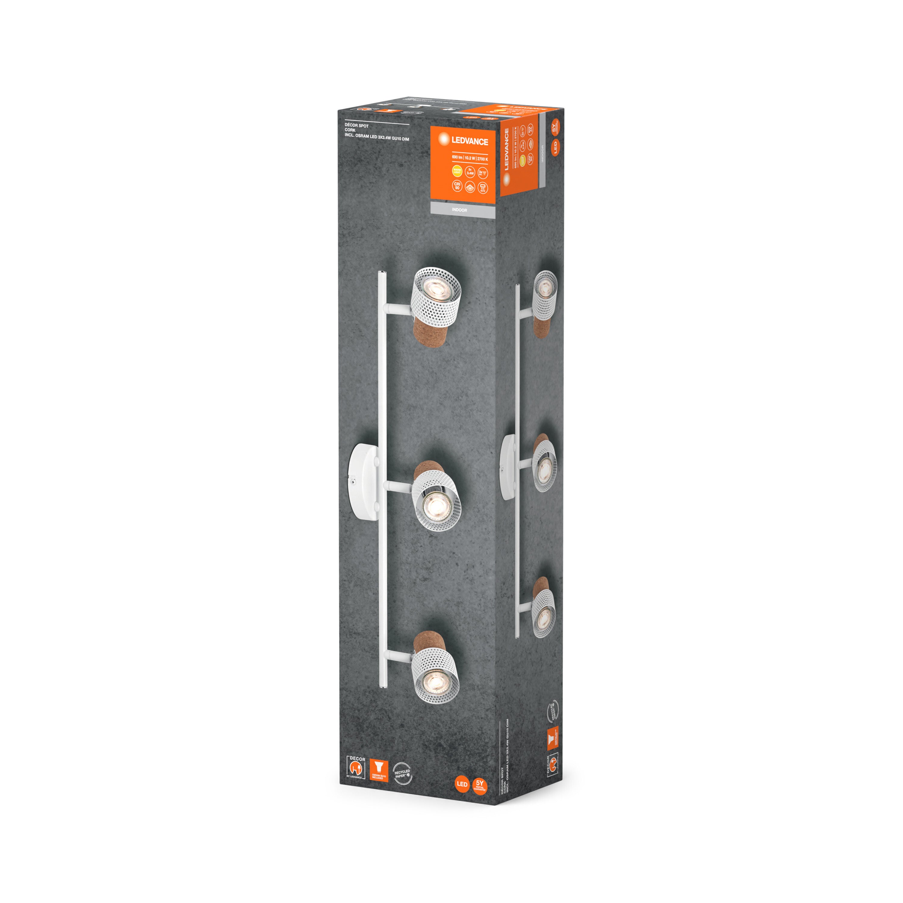 LEDVANCE DECOR SPOT CORK Deckenleuchte, 3 x 3,4W, 690lm, weiß-Deckenleuchten-LEDVANCE Shop