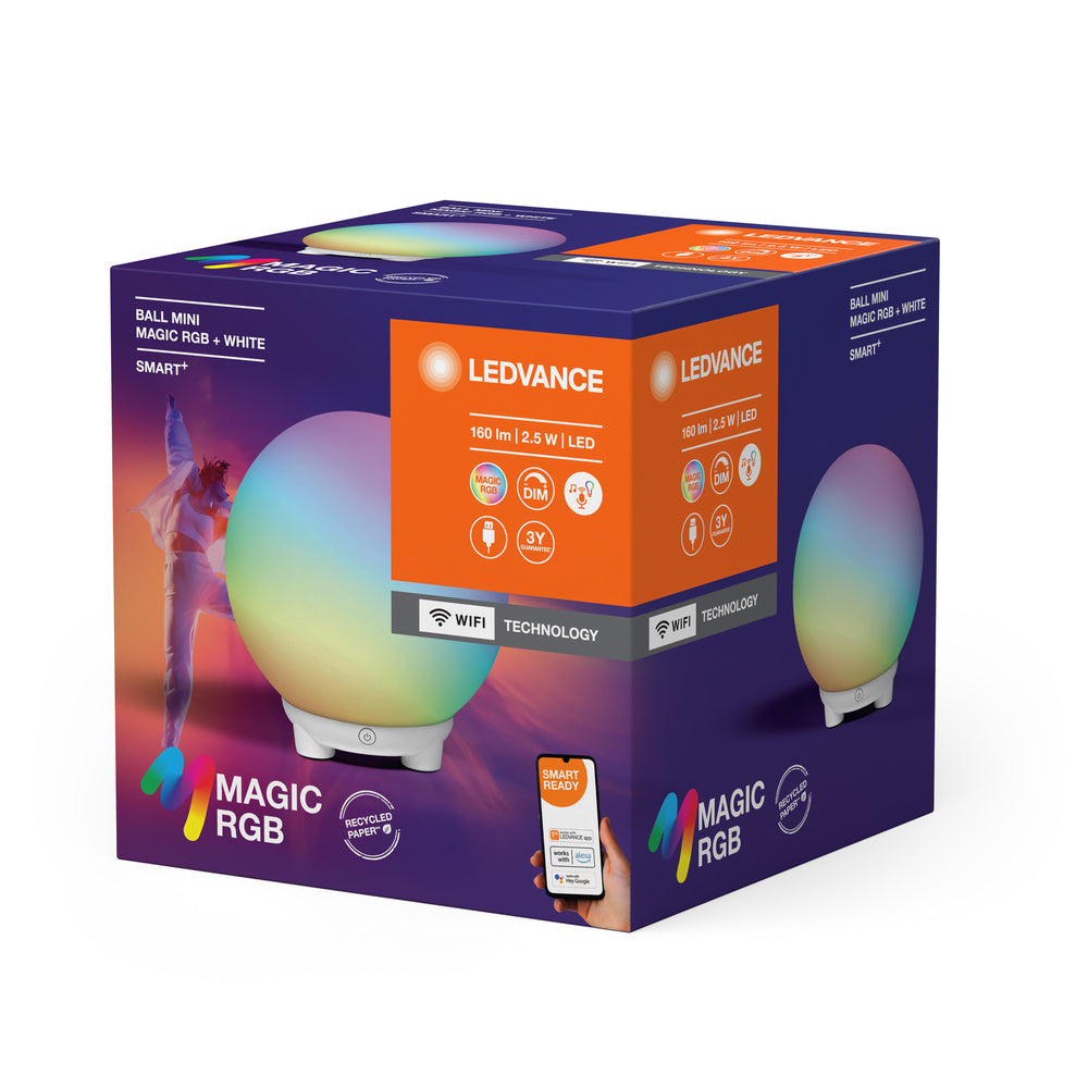 LEDVANCE SMART+ Wifi BALL Moodlight Tischleuchte MAGIC RGB Mini RGBW USB, 130 lm, 2200 … 6500 K, Tunable White|RGB-LEDVANCE Shop