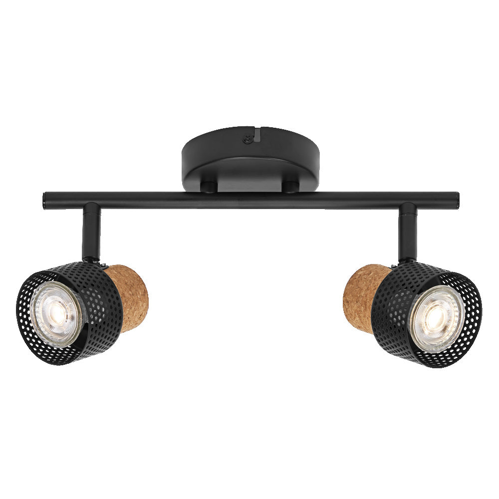 LEDVANCE DECOR SPOT CORK, 2 x 3,4W, 460lm, schwarz, Spotleuchte, verstellbare Köpfe, vielseitig anwendbar, Innenraumspot, austauschbare LED-Lampen, warmweiße Lichtfarbe, GU10