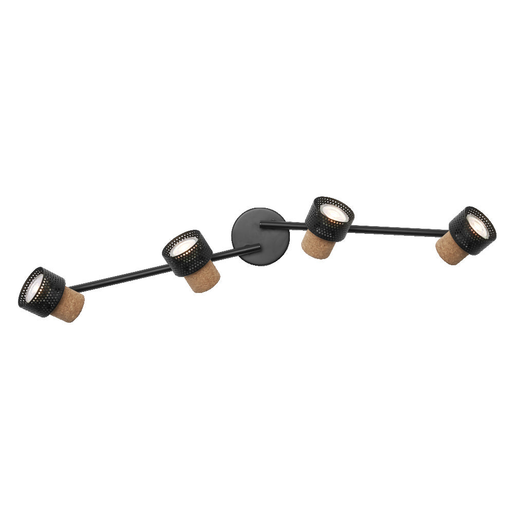 LEDVANCE DECOR SPOT CORK, 4 x 3,4 W, 920 lm, negro, foco, cabezales orientables, uso versátil, foco de interior, bombillas LED intercambiables, regulable, luz blanca cálida, GU10