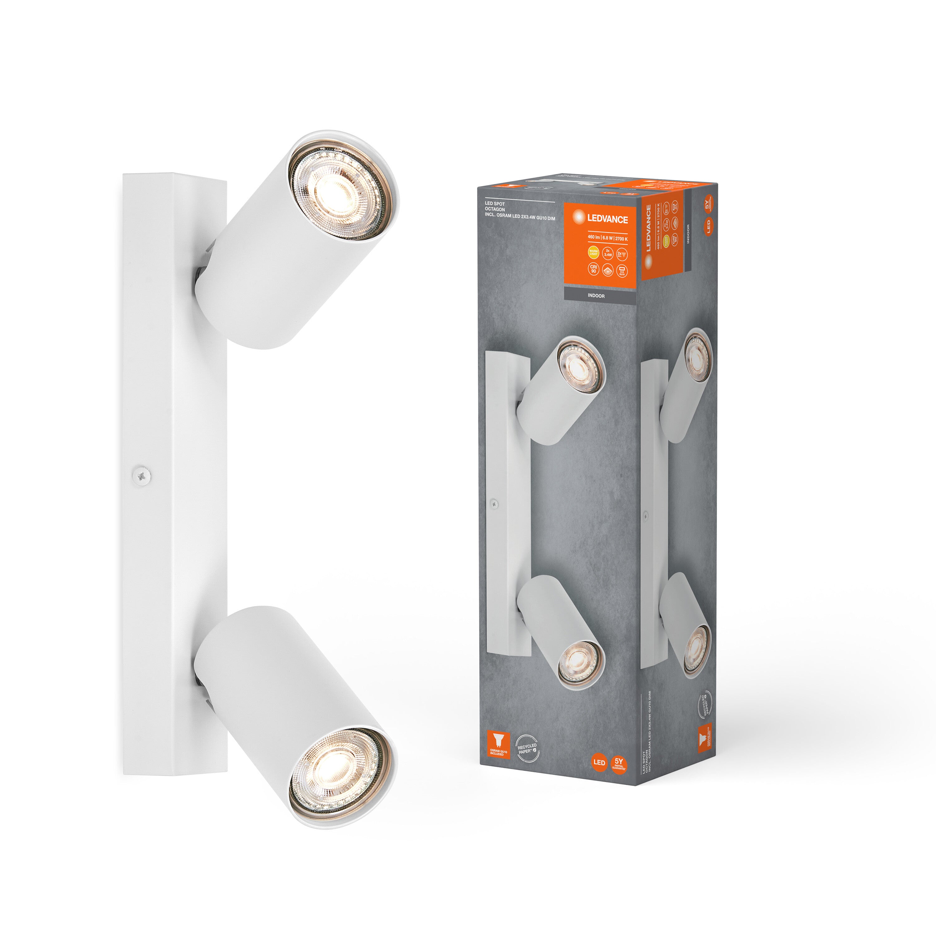 LEDVANCE LED SPOT OCTAGON Deckenleuchte 2 x 3,4W, GU10, 460lm, weiß-Deckenleuchten-LEDVANCE Shop