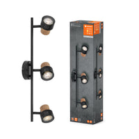 LEDVANCE DECOR SPOT CORK, 3 x 3,4 W, 690 lm, negro, foco, cabezales orientables, uso versátil, foco de interior, bombillas LED intercambiables, regulable, luz blanca cálida, GU10