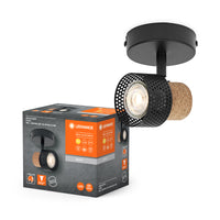 LEDVANCE DECOR SPOT CORK, 1 x 3,4 W, 230 lm, negro, foco, cabezales orientables, uso versátil, foco de interior, bombillas LED intercambiables, luz blanca cálida, GU10
