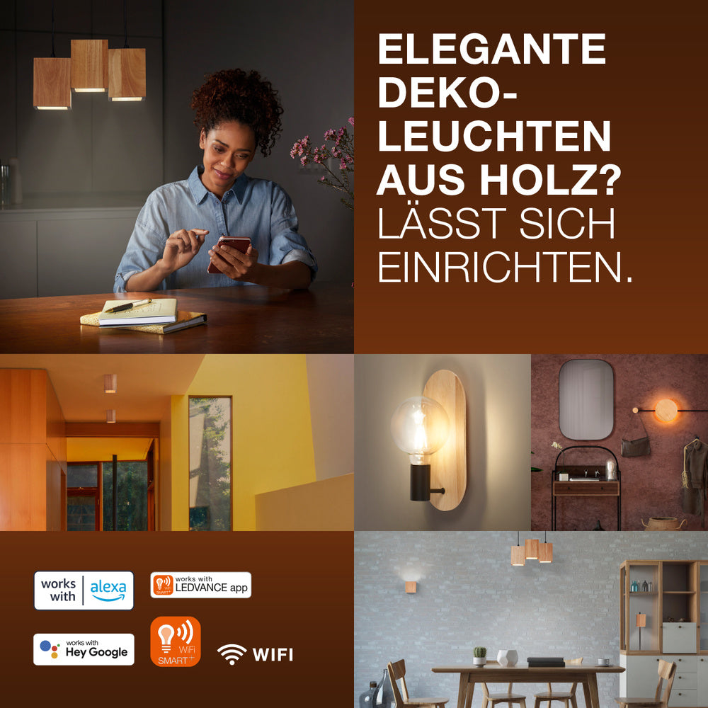 LEDVANCE SMART+ WiFi-Tischleuchte DECOR, 8W, 650lm, Holz-Tischlampen-LEDVANCE Shop