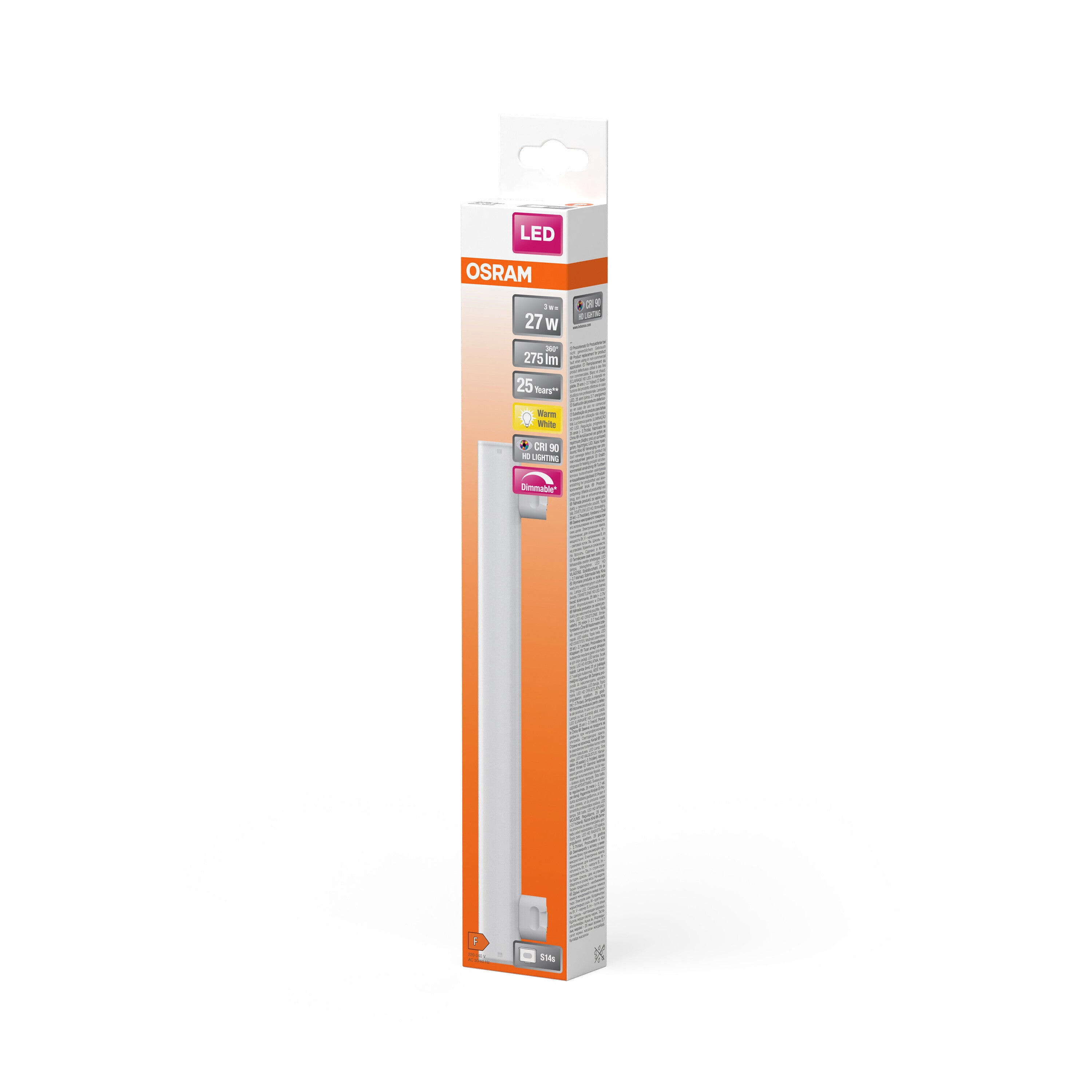 OSRAM LEDinestra LED-Lampe 30cm, 3W, 275lm, Frosted, S14s , Warmweiß-LEDVANCE Shop