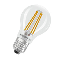 OSRAM LED CLASSIC A ENERGY EFFICIENCY A DIM en forma de A, bombilla LED, cristal sin plomo, transparente, 3,8 W, (equivalente a 60 W), 806 lm, blanco cálido, 2700 K, regulable, clase de eficiencia energética: A
