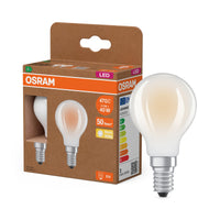 OSRAM LED CLASSIC P, eficiencia energética A, forma P, bombilla LED, cristal sin plomo, mate, 2,2 W, (antes 40 W), 470 lm, blanco cálido, 2700 K, clase de eficiencia energética: A, CRI 80, paquete de 2