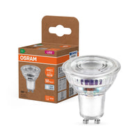 LÁMPARA LED OSRAM DE ALTO RENDIMIENTO ENERGÉTICO CON REFLECTOR, formato PAR16, foco LED, cristal sin plomo, 4,7 W, (antes 90 W), 850 lm, blanco frío, 4000 K, clase de eficiencia energética: A, CRI 80