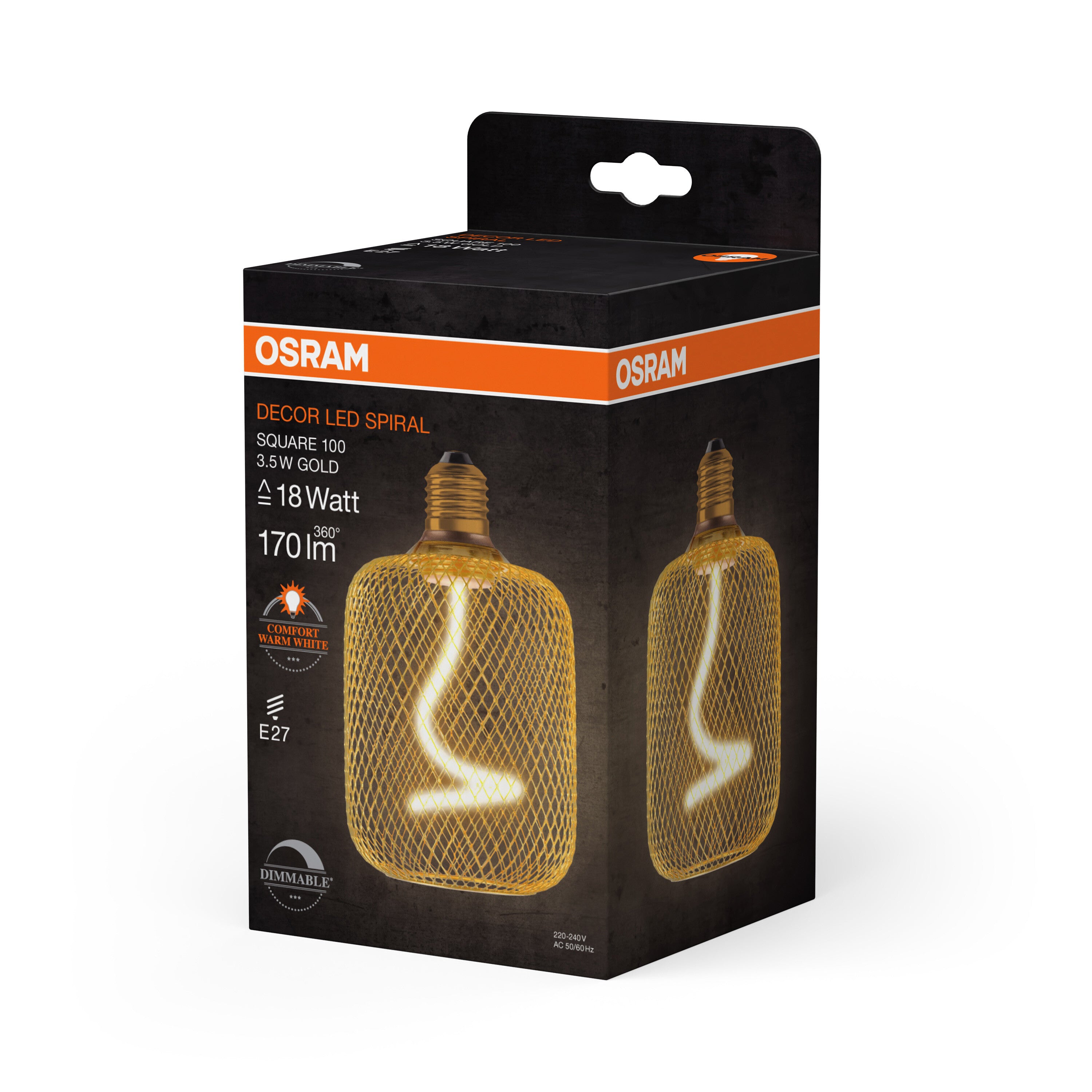 OSRAM DECOR LED Spiralfilament Lampe Quadrat, Gold, 3.5W, 170lm , Comfort warm white , E27-LEDVANCE Shop