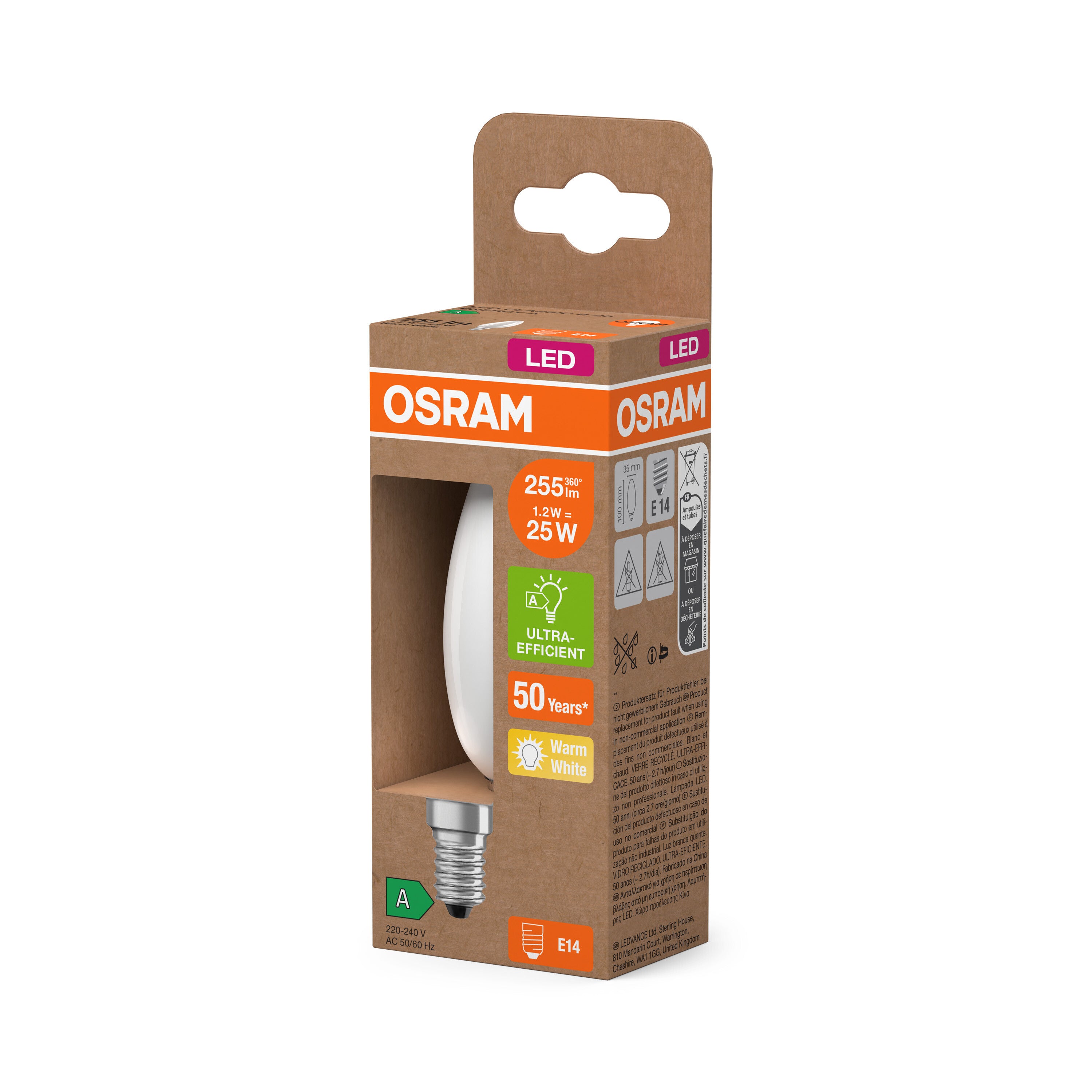 LEDVANCE LED-Edison-Lampe + Filament EEK A, E27, 2.2W, 2700K, Warmweiß-LEDVANCE Shop