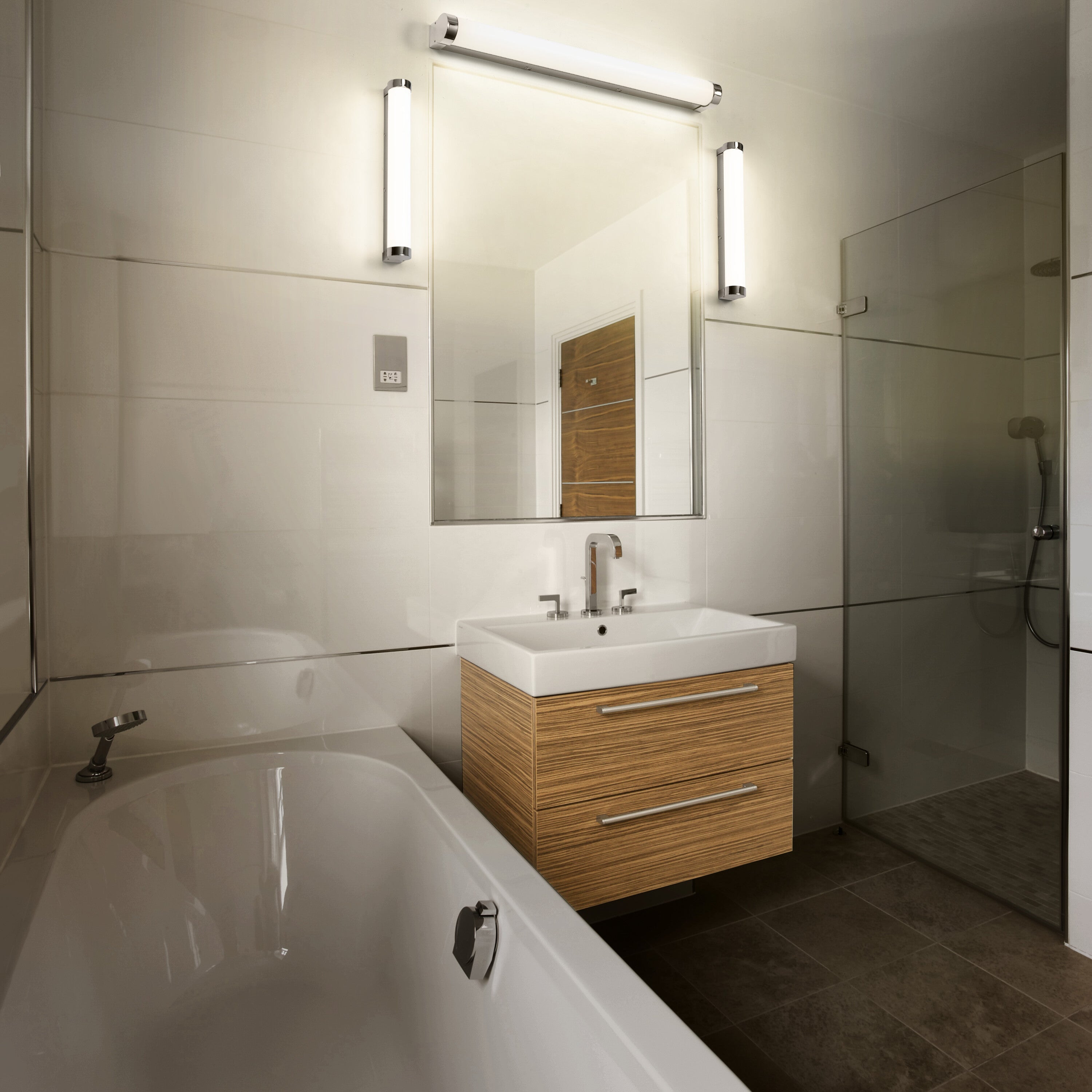 LEDVANCE ORBIS Tube Badezimmer Spiegel-/Wandleuchte Frost-Glas 9W 40cm dimmbar Chrom-LEDVANCE Shop
