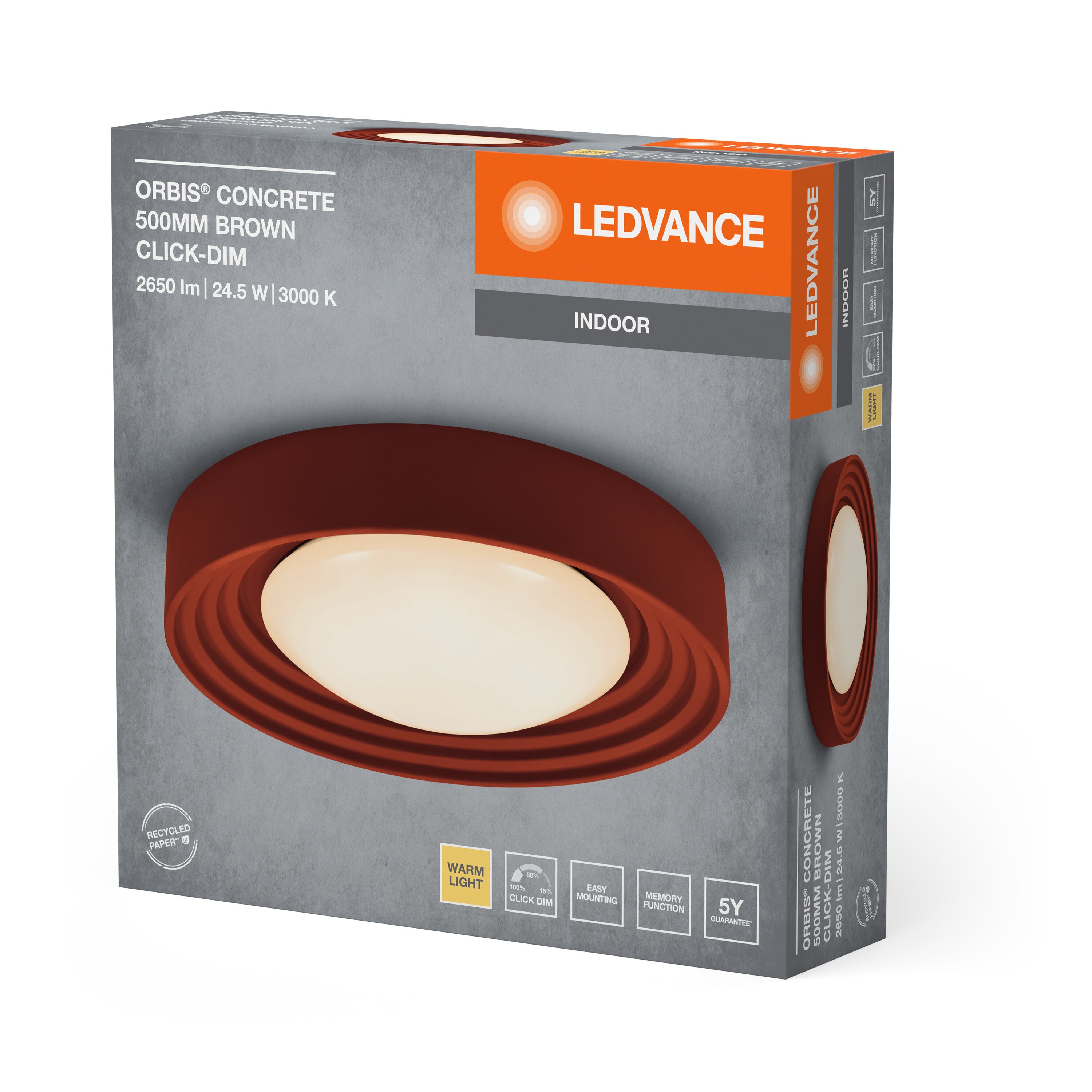 LEDVANCE ORBIS Concrete Deckenleuchte 500mm 24.5W braun-LEDVANCE Shop
