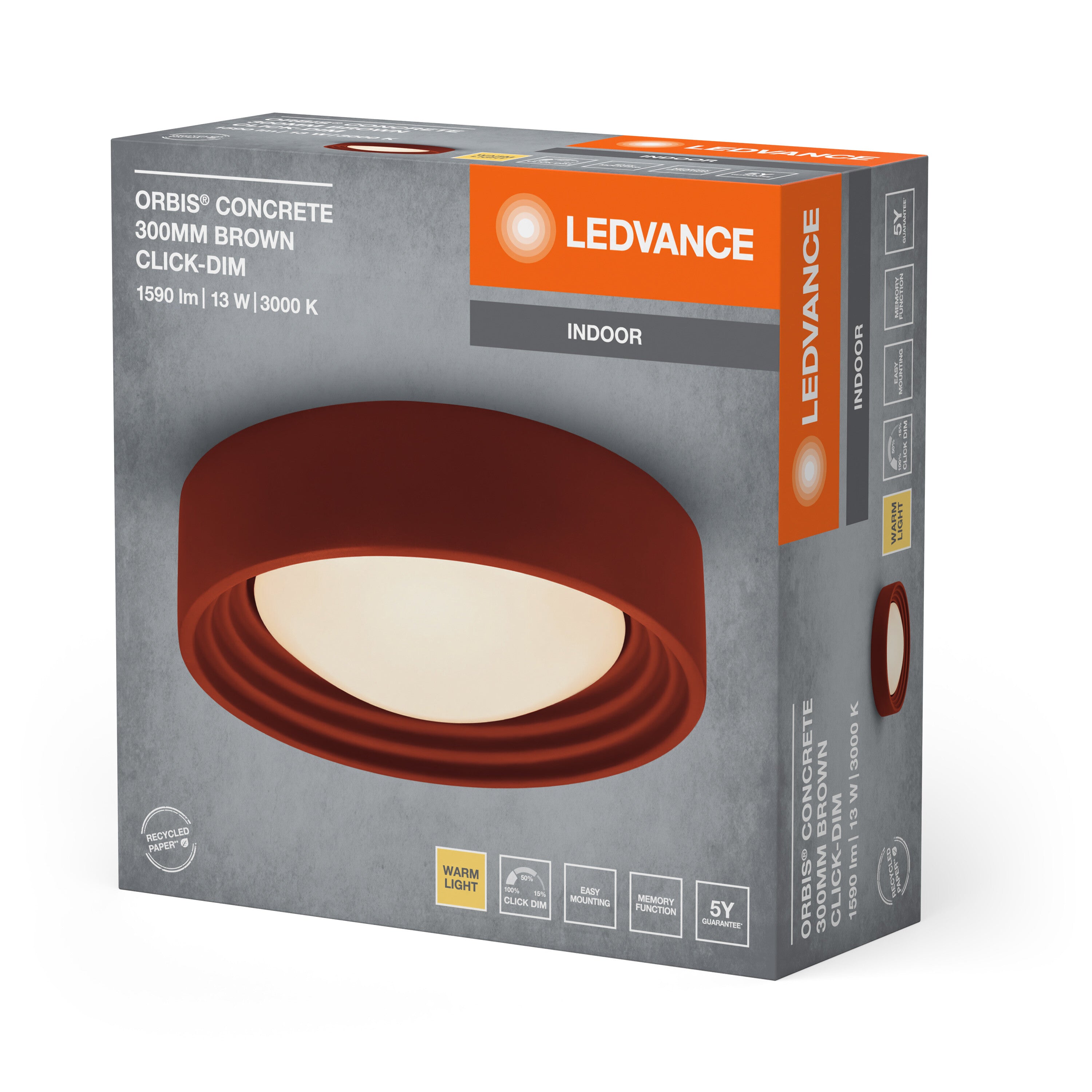 LEDVANCE ORBIS Concrete Deckenleuchte 300mm 13W 800lm braun-LEDVANCE Shop
