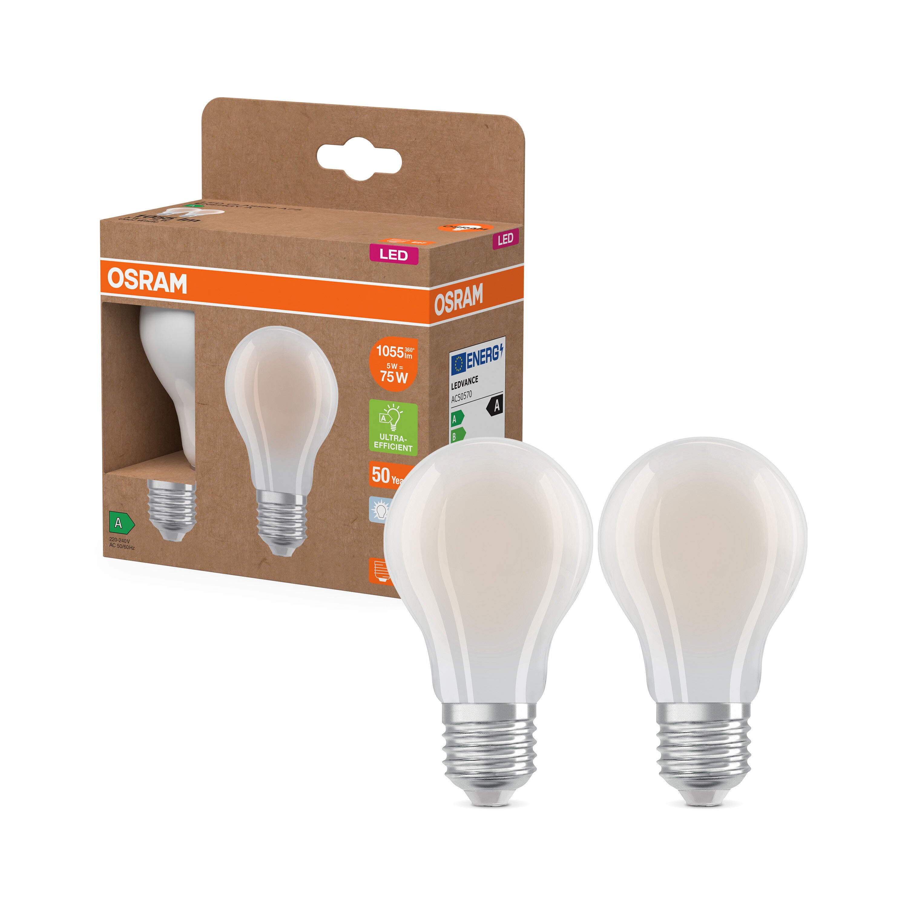 OSRAM Energy Class LED-Lampe, Kolben, 5W, Frosted, EEK A , Kaltweiß , E27-LEDVANCE Shop