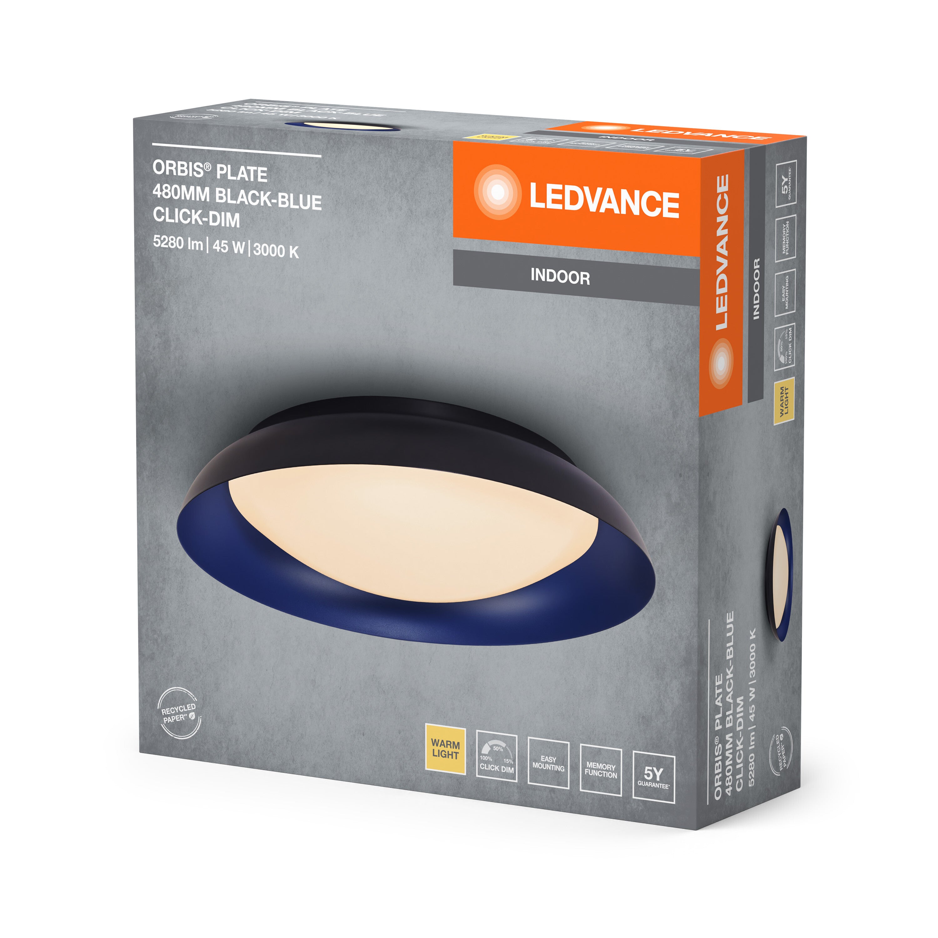 LEDVANCE ORBIS Plate Deckenleuchte 45W 480mm schwarz/blau-LEDVANCE Shop