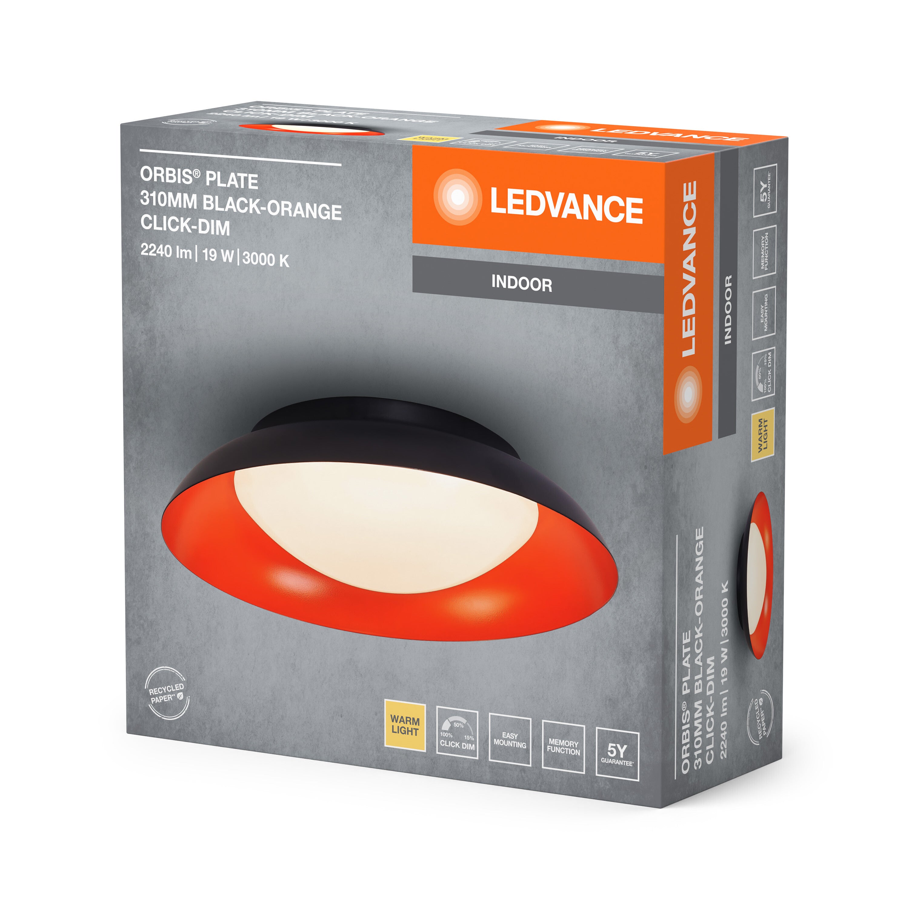 LEDVANCE ORBIS Plate Deckenleuchte 19W 310mm schwarz/orange-LEDVANCE Shop