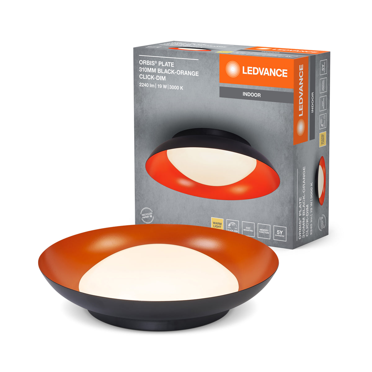LEDVANCE ORBIS Plate Deckenleuchte 19W 310mm schwarz/orange-LEDVANCE Shop