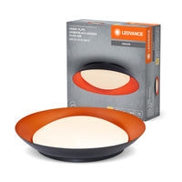 LEDVANCE Lámpara de techo LED Orbis Plate, negro y naranja, 45 W, 2200 lm, 3000 K, 480 mm, 830, blanco cálido agradable, regulable en 3 niveles con un simple toque, protección IP20, tornillos y tacos de montaje incluidos