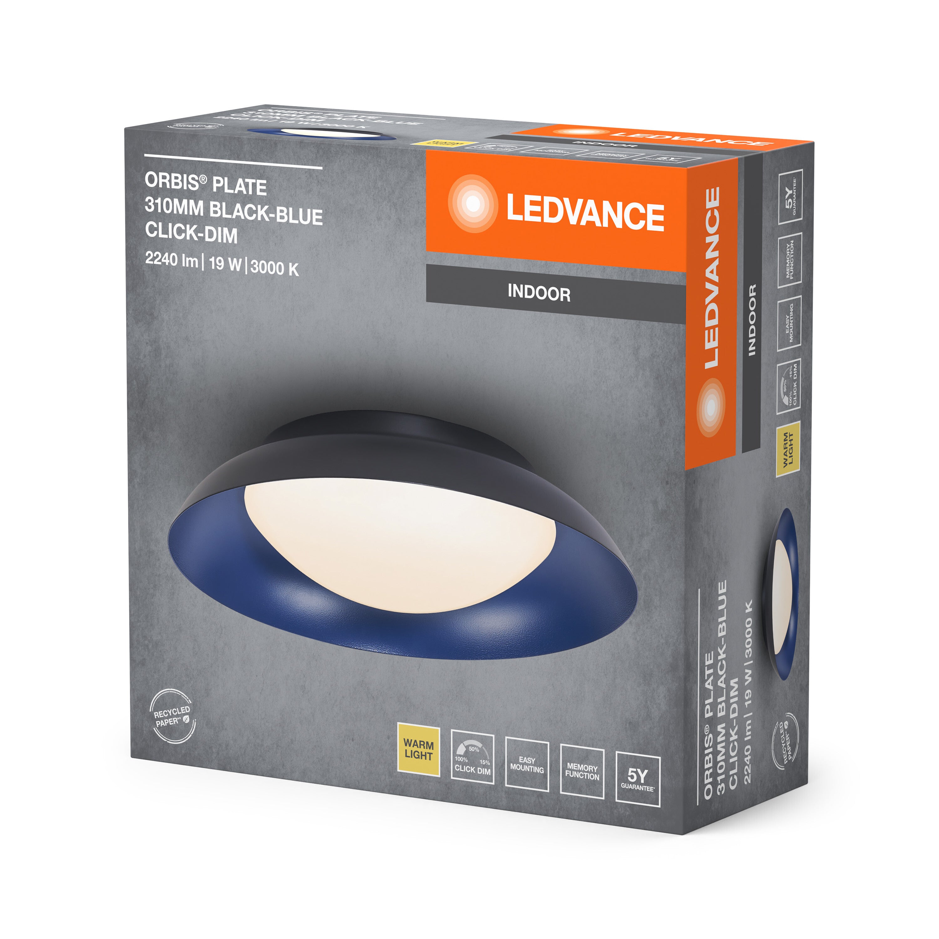 LEDVANCE ORBIS Plate Deckenleuchte 19W 310mm schwarz/blau-LEDVANCE Shop