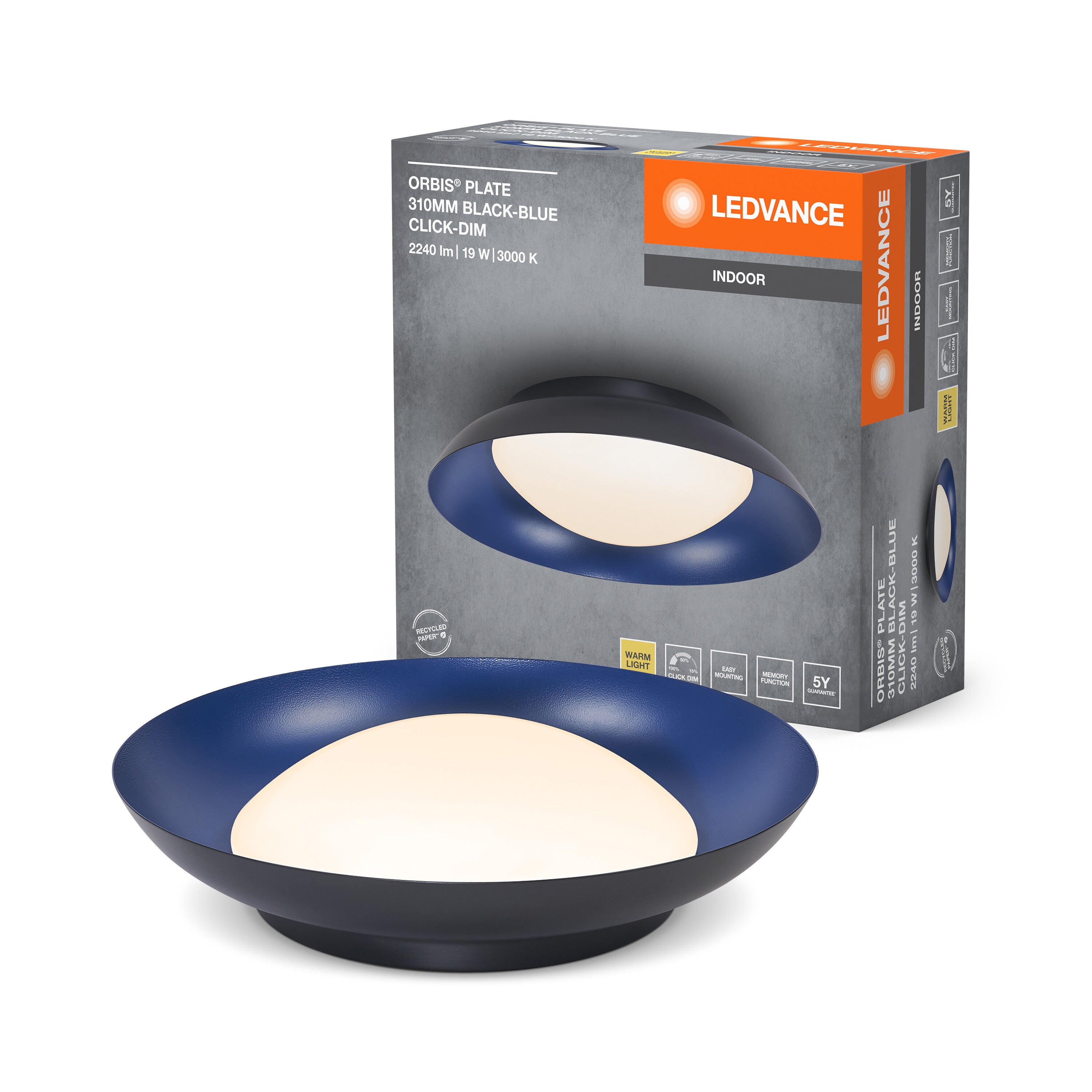 LEDVANCE ORBIS Plate Deckenleuchte 19W 310mm schwarz/blau-LEDVANCE Shop