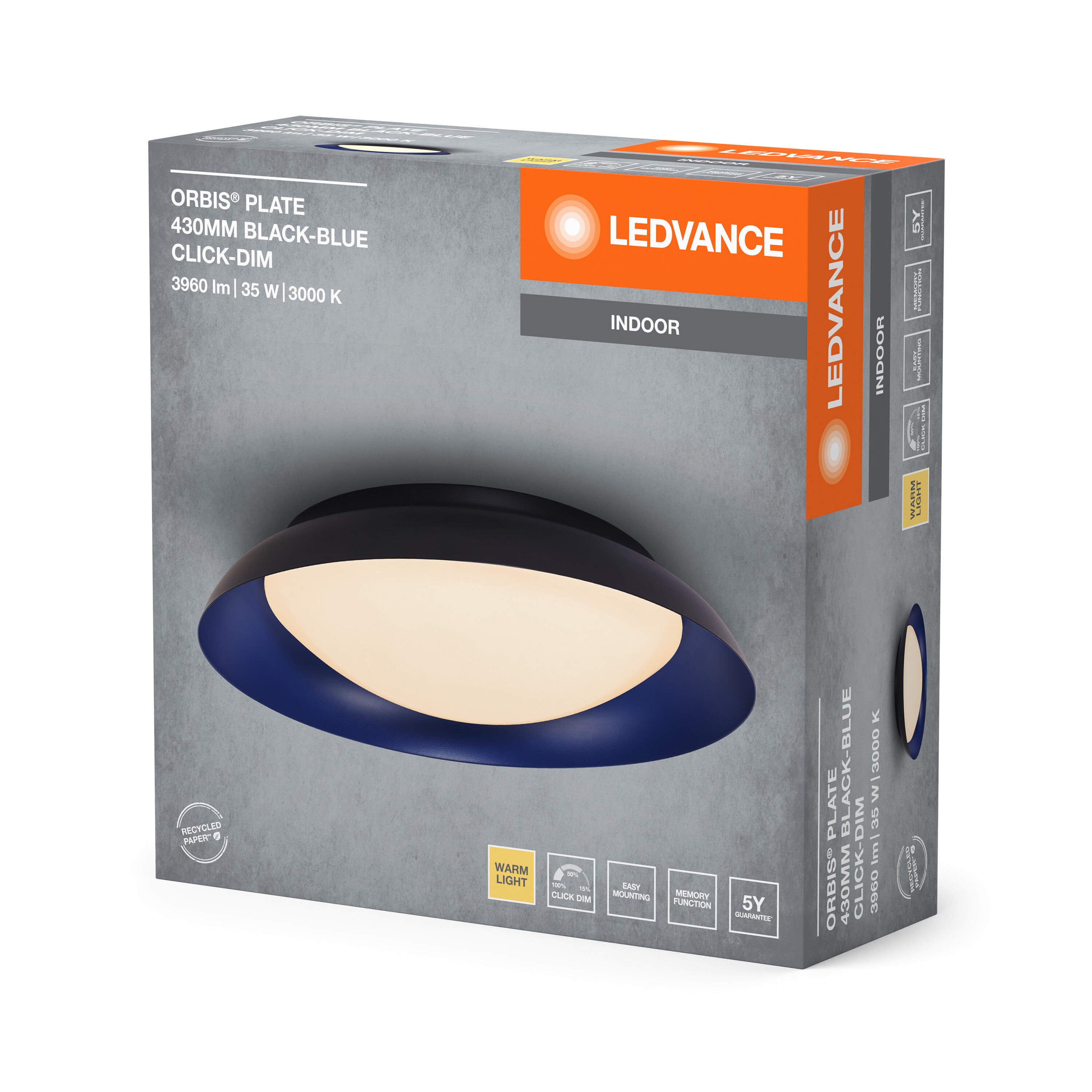LEDVANCE ORBIS Plate Deckenleuchte 35W 430mm schwarz/blau-LEDVANCE Shop