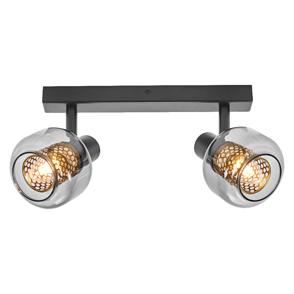 LEDVANCE DECOR Spot Firefly Wandleuchte, 2x2. 8W, E14, 500lm, 2700K, warmweiß, dimmbar, IP20, Metall/Glas, schwarz, LED enthalten und austauschbar