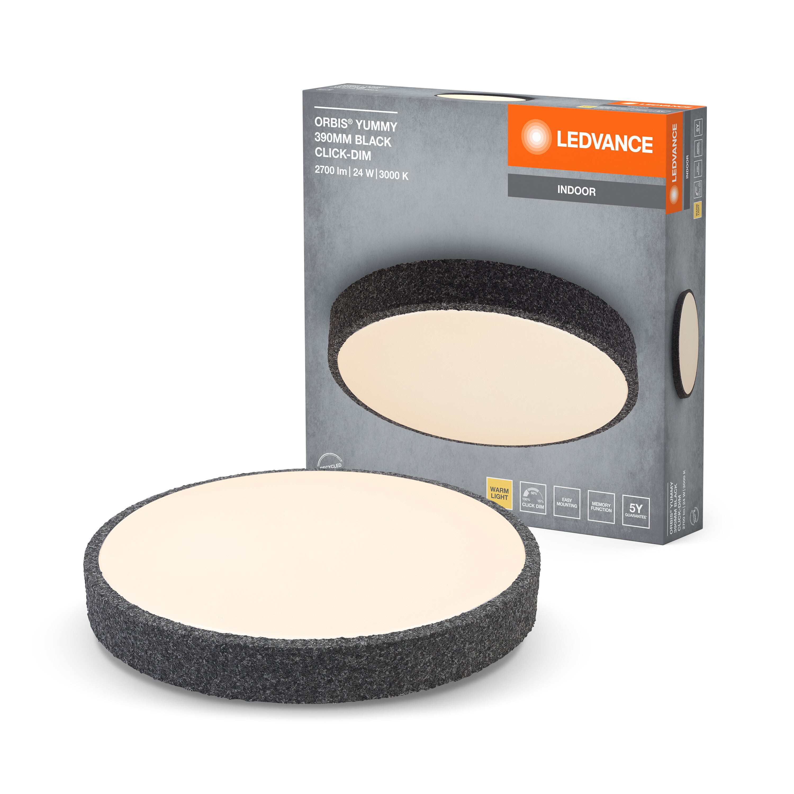 LEDVANCE ORBIS Yummy Deckenleuchte 24W 390mm dimmbar schwarz-LEDVANCE Shop