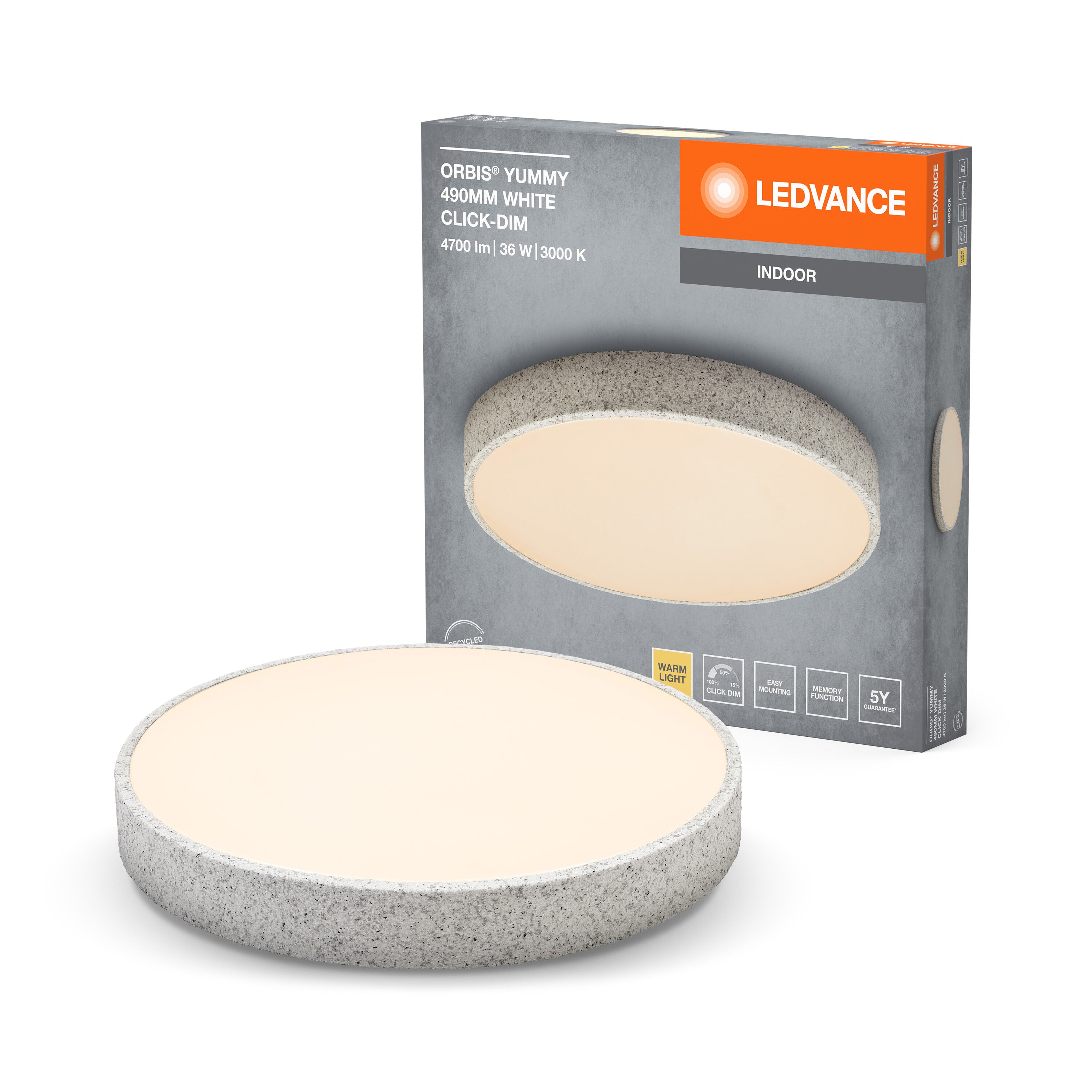 LEDVANCE ORBIS Yummy Deckenleuchte 36W 490mm dimmbar weiß-LEDVANCE Shop