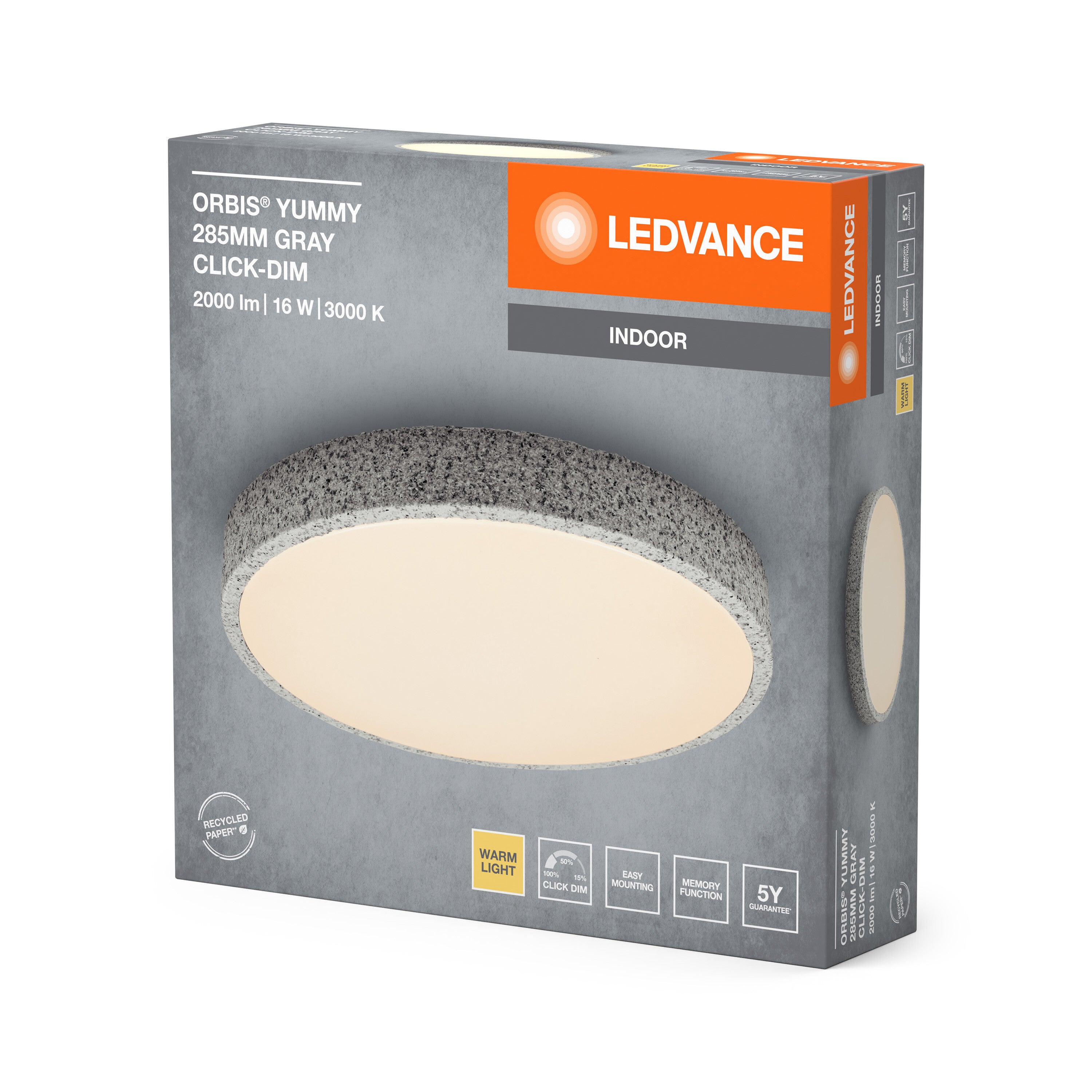 LEDVANCE ORBIS Yummy Deckenleuchte 16W 285mm dimmbar grau-LEDVANCE Shop