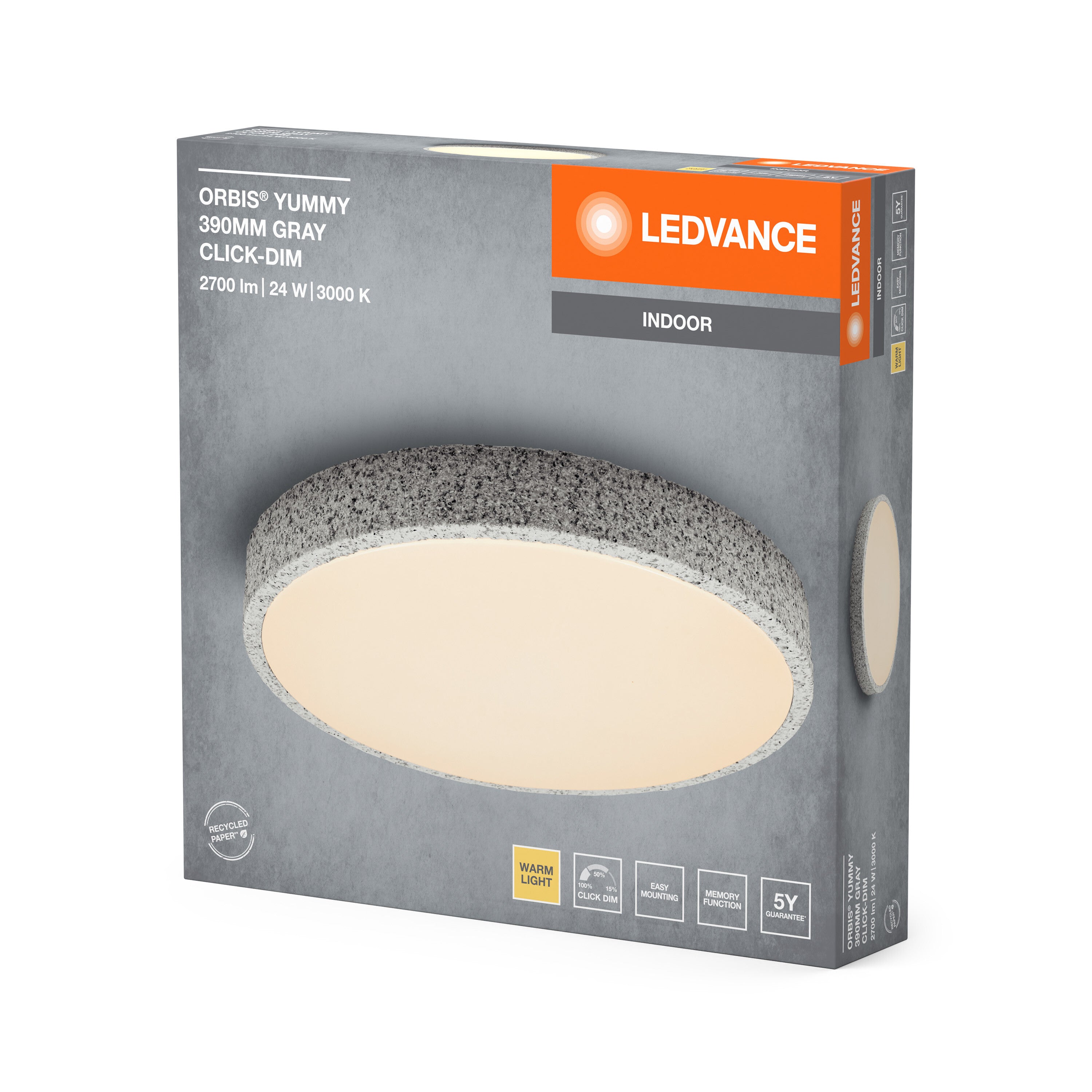 LEDVANCE ORBIS Yummy Deckenleuchte 24W 390mm dimmbar grau-LEDVANCE Shop
