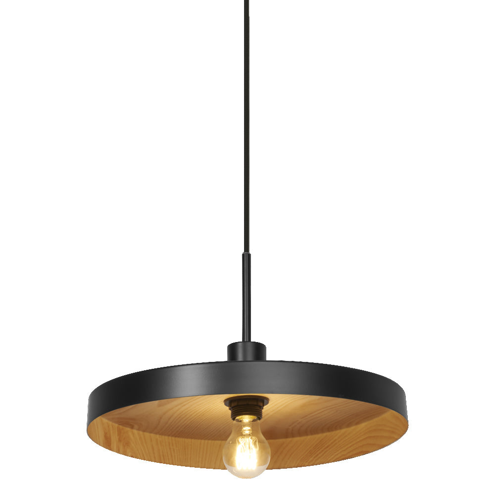 LEDVANCE Lámpara colgante decorativa Decor Plate con pantalla en forma de plato, 400 mm, con casquillo E27, IP20, metal, negro/beige