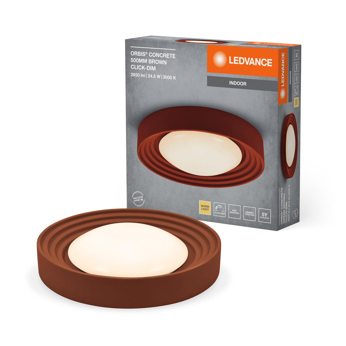 LEDVANCE ORBIS Concrete Deckenleuchte 500mm 24.5W braun-LEDVANCE Shop