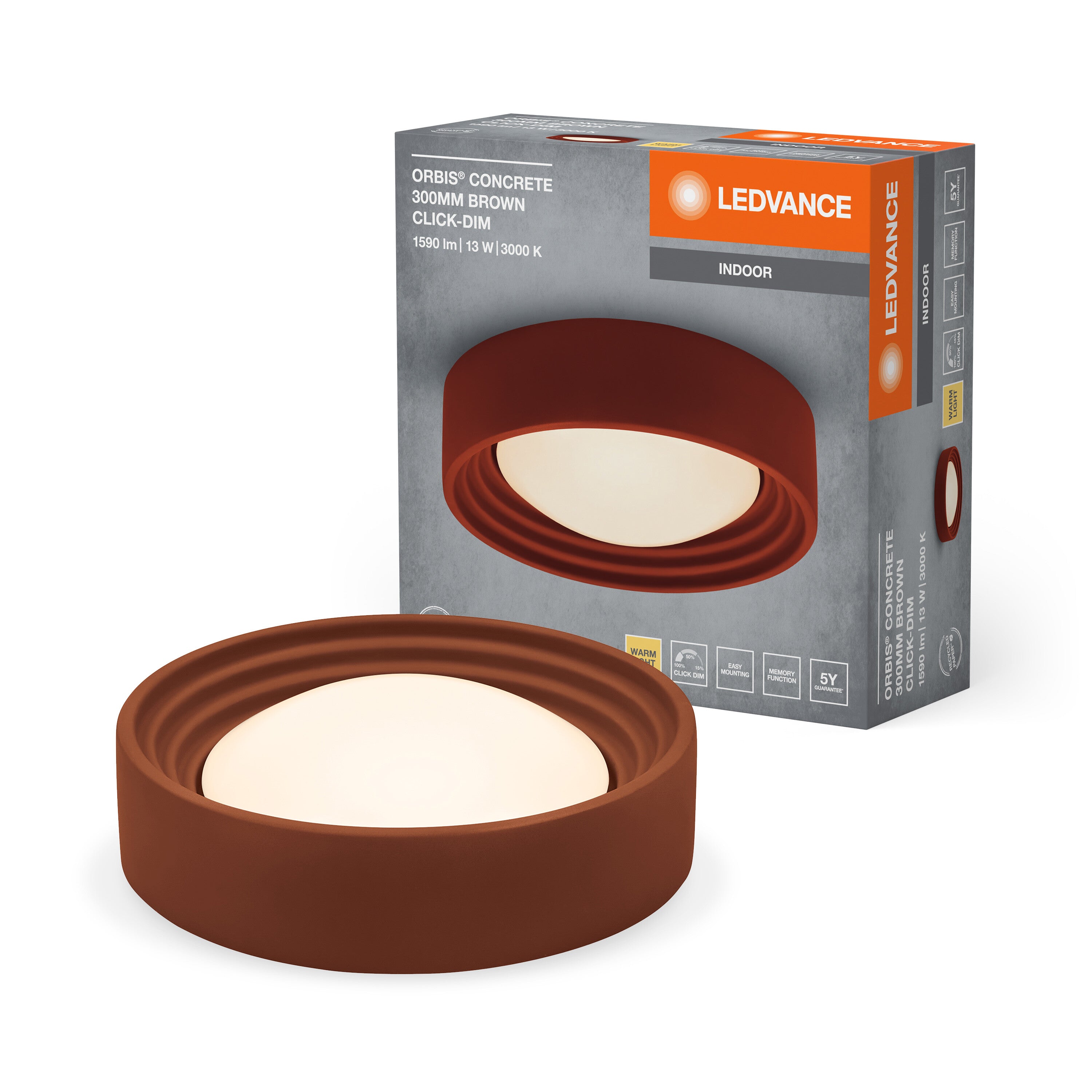 LEDVANCE ORBIS Concrete Deckenleuchte 300mm 13W 800lm braun-LEDVANCE Shop