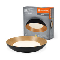 LEDVANCE Lámpara de techo LED ORBIS Alva, negra con acabado de madera, 36 W, 1600 lm, 3000 K, 830 — blanco cálido y agradable—, regulable en 3 niveles con un simple clic, protección IP20, tornillos y tacos de montaje incluidos