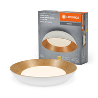 LEDVANCE Lámpara de techo LED ORBIS Alva, blanca con acabado de madera, 36 W, 1600 lm, 3000 K, 830 — blanco cálido y acogedor —, regulable en 3 niveles con un simple clic, protección IP20, tornillos y tacos de montaje incluidos