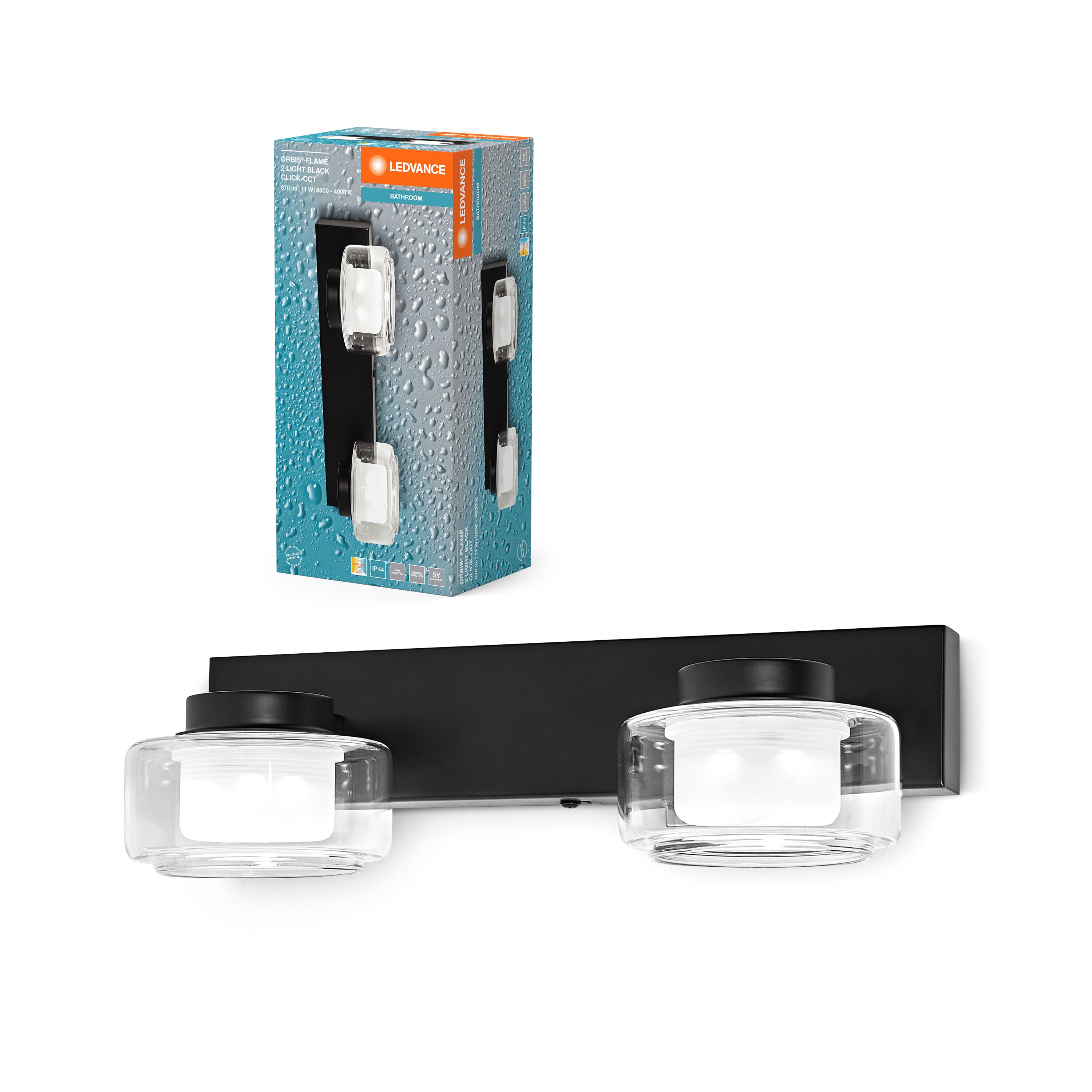 LEDVANCE ORBIS Flame Badezimmer Wandleuchte 11W Click CCT IP44 schwarz-LEDVANCE Shop