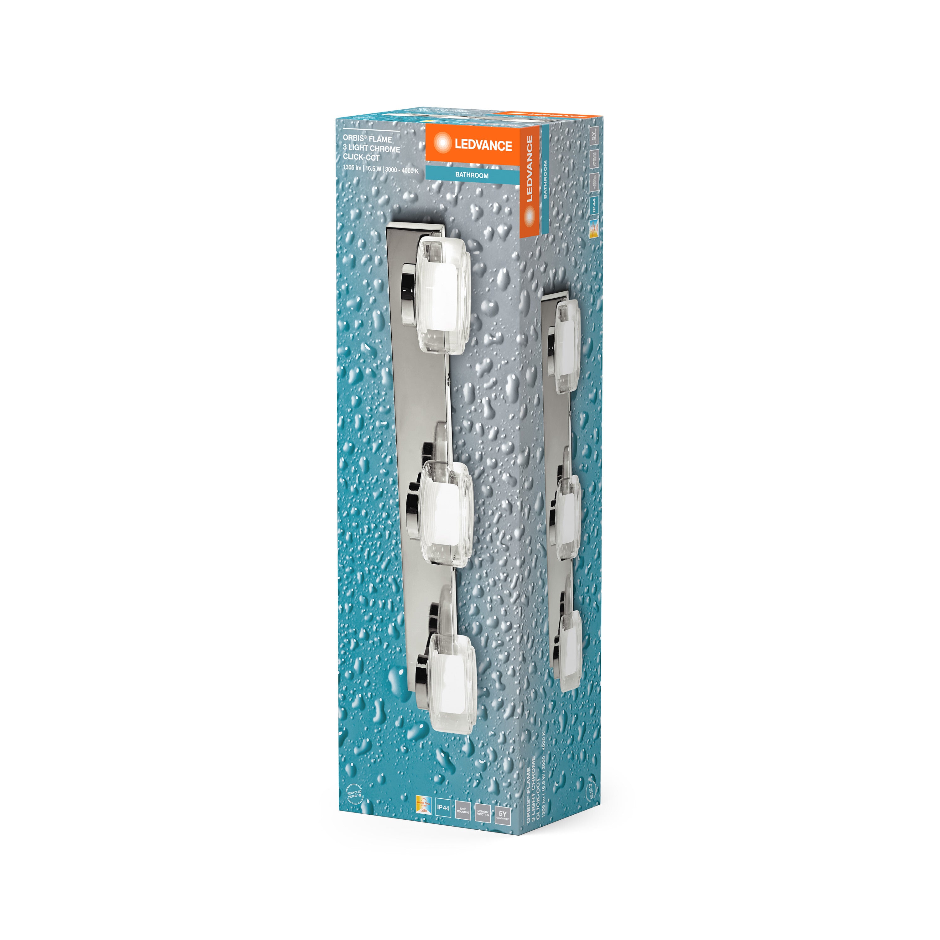 LEDVANCE ORBIS Flame Badezimmer Wandleuchte 16.5W Click CCT IP44 Chrome-LEDVANCE Shop