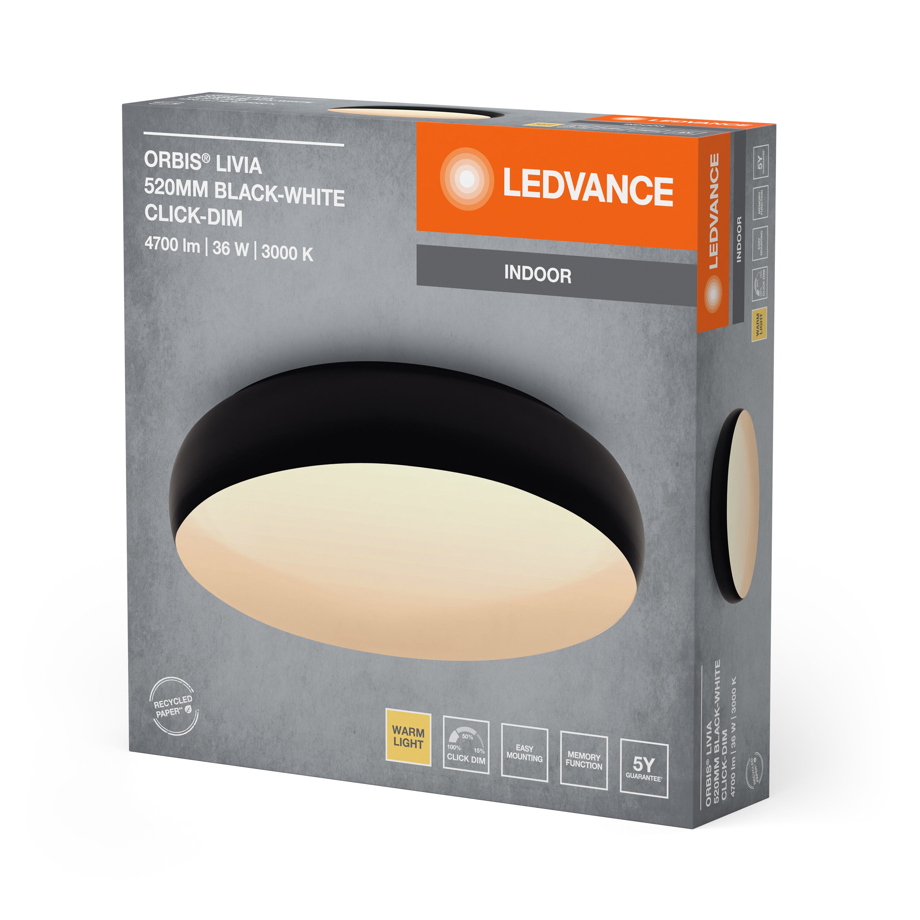 LEDVANCE ORBIS Livia Deckenleuchte 36W 2400lm schwarz/weiß-LEDVANCE Shop