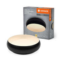 LEDVANCE Lámpara de techo LED ORBIS Livia con aro metálico, blanco y negro, 16 W, 1000 lm, 3000 K, 300 mm, 830, luz blanca cálida y agradable, regulable en 3 niveles con un simple clic, IP20, tornillos y tacos de montaje incluidos