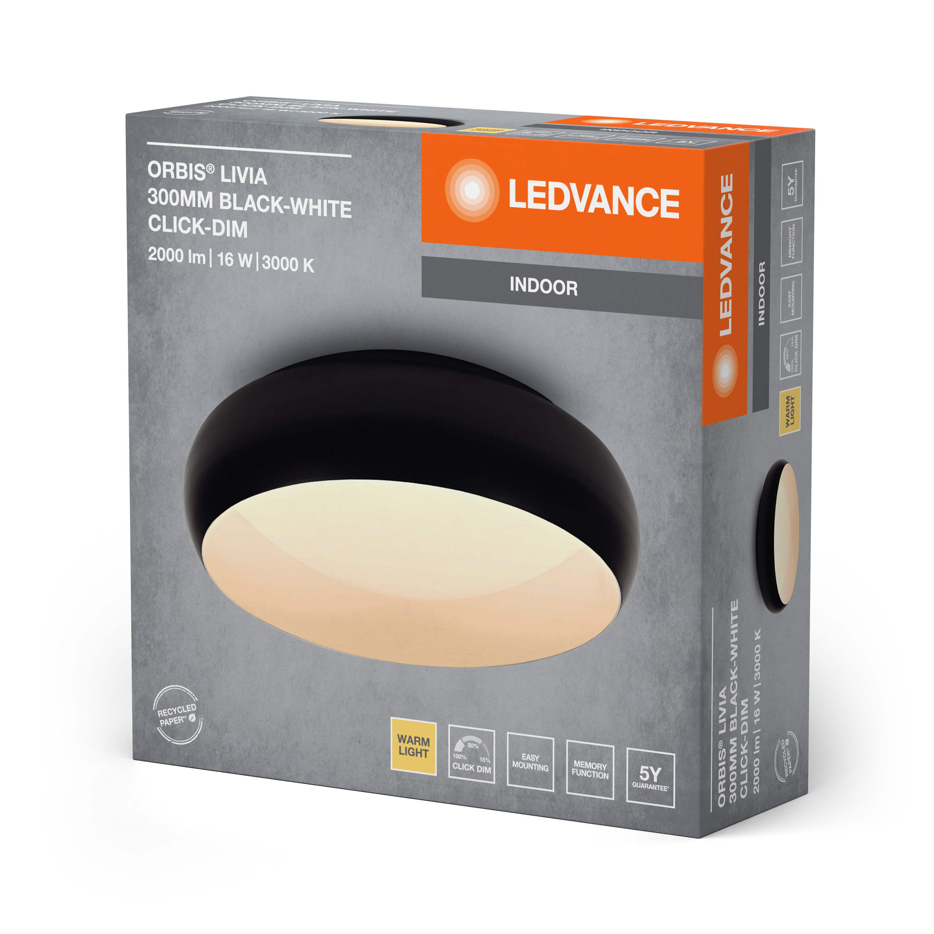 LEDVANCE ORBIS Livia Deckenleuchte 16W 1000lm schwarz/weiß-LEDVANCE Shop