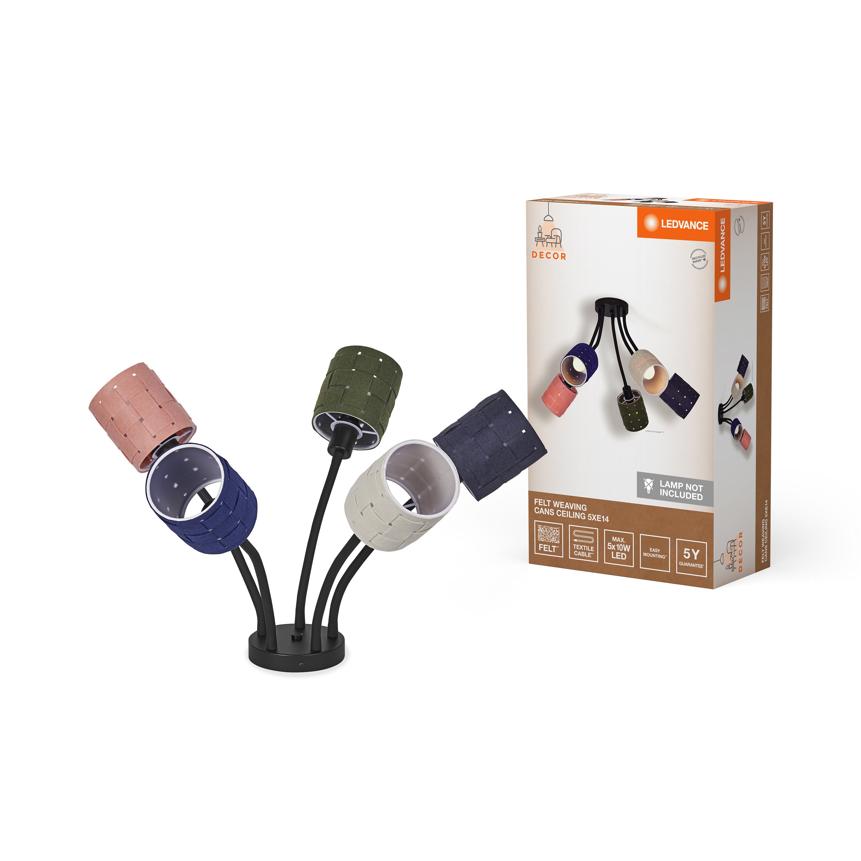 LEDVANCE DECOR Deckenleuchte Decor Felt Weaving Cans, 5xE14-LEDVANCE Shop