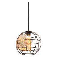 LEDVANCE DECOR Cage Globe Lámpara colgante, E27, no regulable, IP20, ratán/metal, 300 mm, negro/marrón