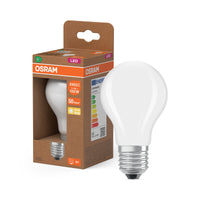 LÁMPARAS LED DE OSRAM, CLASE ENERGÉTICA A, EFICIENCIA ENERGÉTICA FILAMENTO CLÁSICO A, lámpara LED, cristal sin plomo, mate, 11,6 W, (equivalente a 150 W), 2452 lm, blanco cálido, clase de eficiencia energética: A