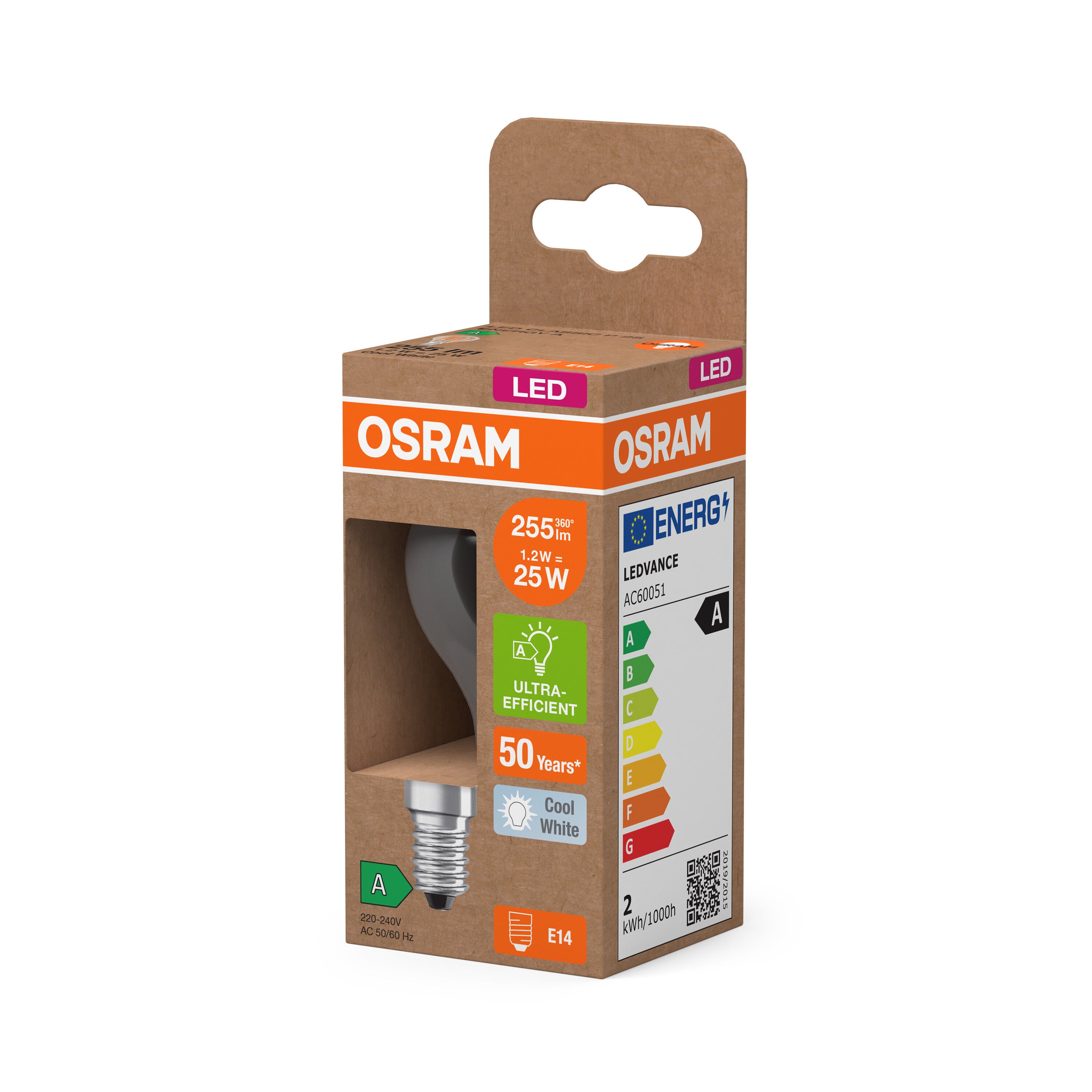 OSRAM LED-Miniball-Lampe mit Filament EEK A, 1.2W, 4000K , Kaltweiß , E14-LEDVANCE Shop