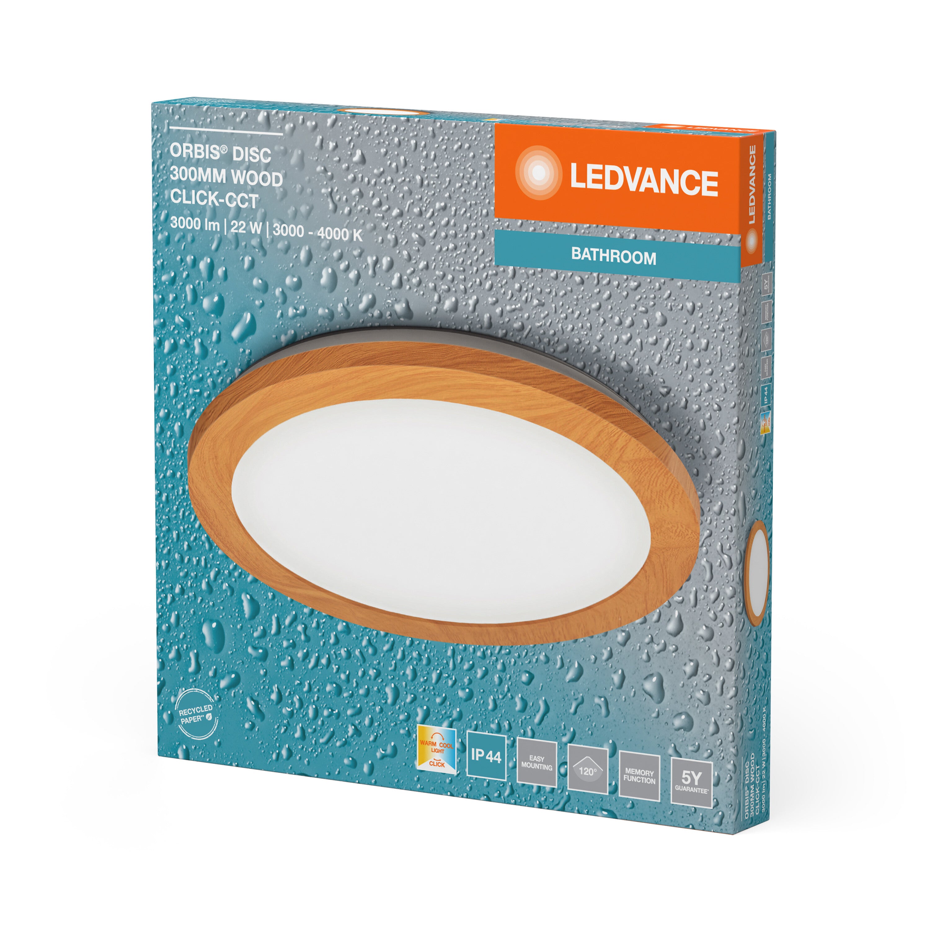 LEDVANCE ORBIS Disc Badezimmer Deckenleuchte 30cm 22W IP44 Holzdekor-LEDVANCE Shop