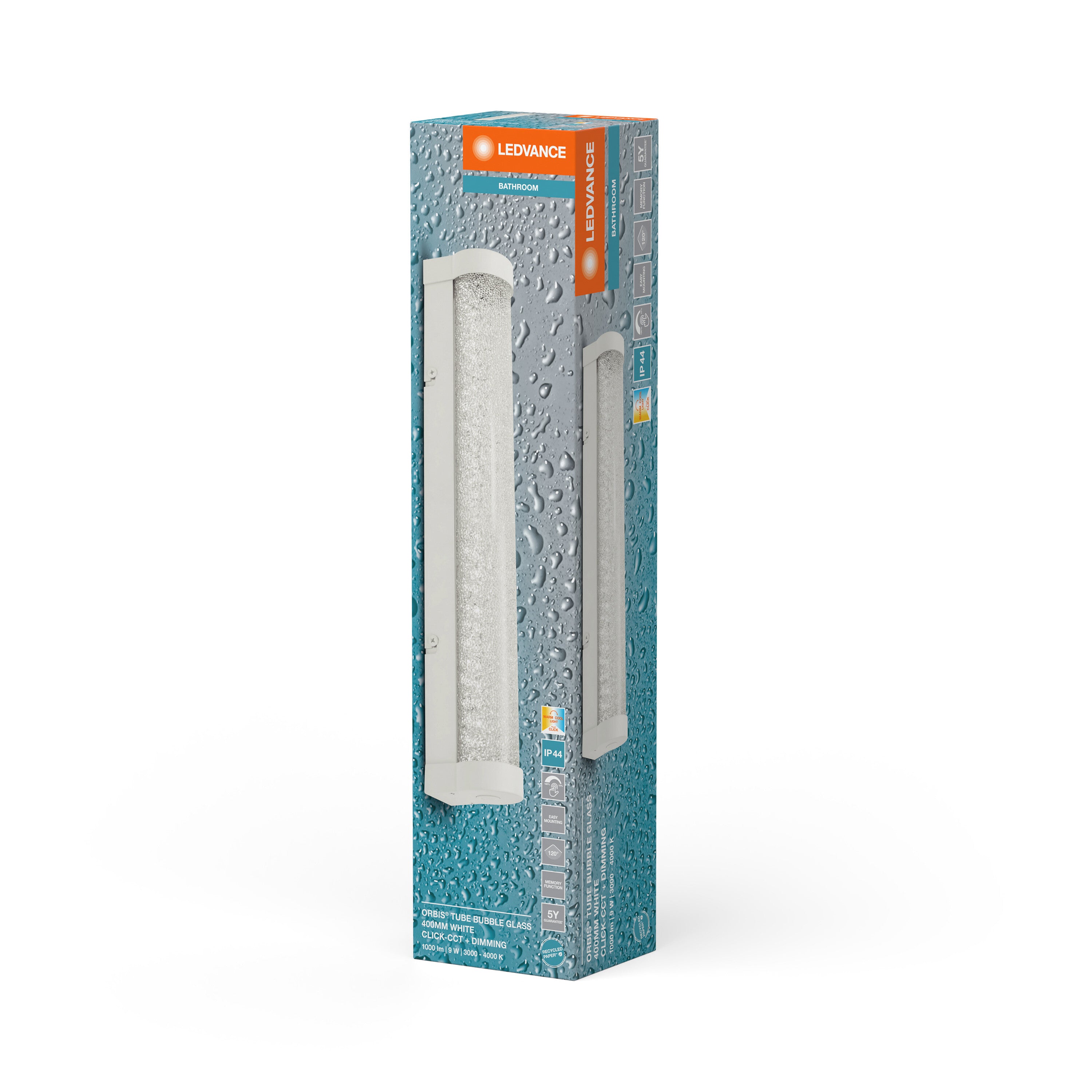 LEDVANCE ORBIS Tube Badezimmer Spiegel-/Wandleuchte Blasen-Glas 9W 40cm dimmbar weiß-LEDVANCE Shop